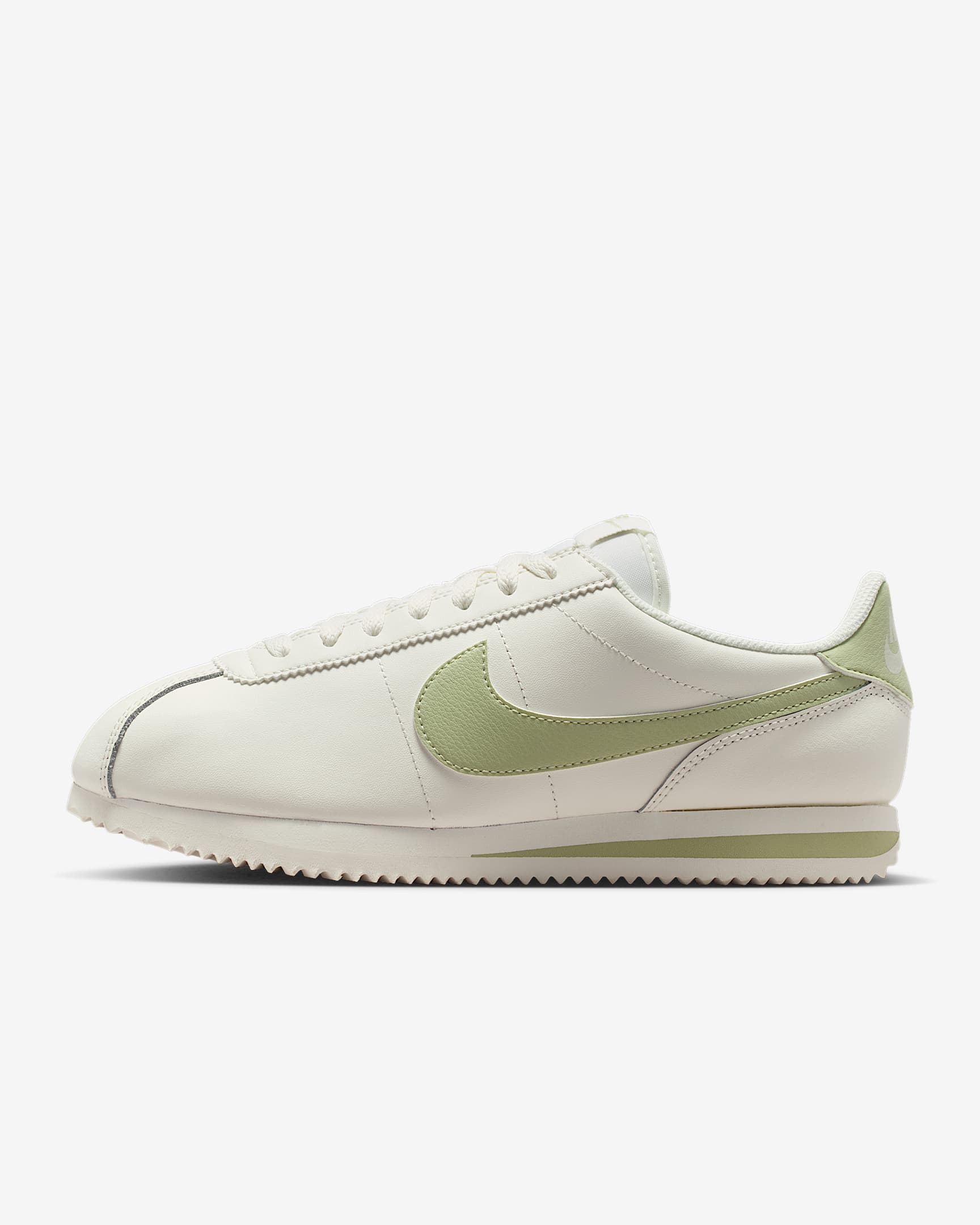 Nike Cortez Leather 女子运动鞋 - 帆白/浅橄榄绿