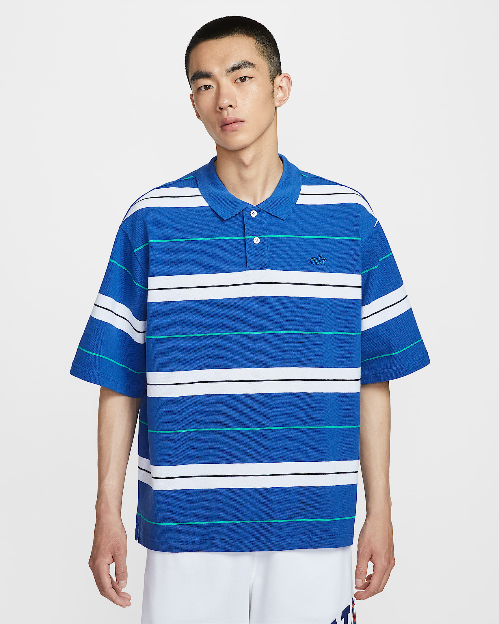 Nike Sportswear Club 男子翻领T恤 - 游戏宝蓝/白色/游戏宝蓝