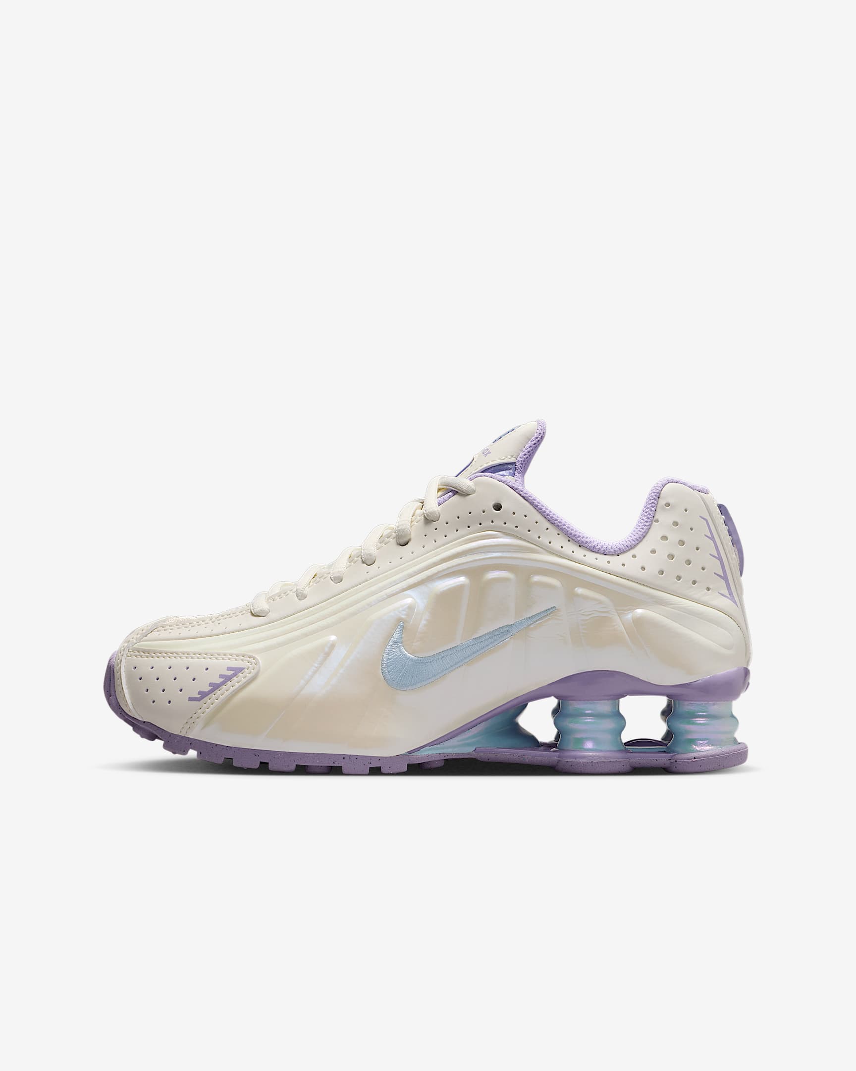 Nike Shox R4 大童气柱运动鞋 - 珍珠灰/绣球花紫/白色/天青石蓝