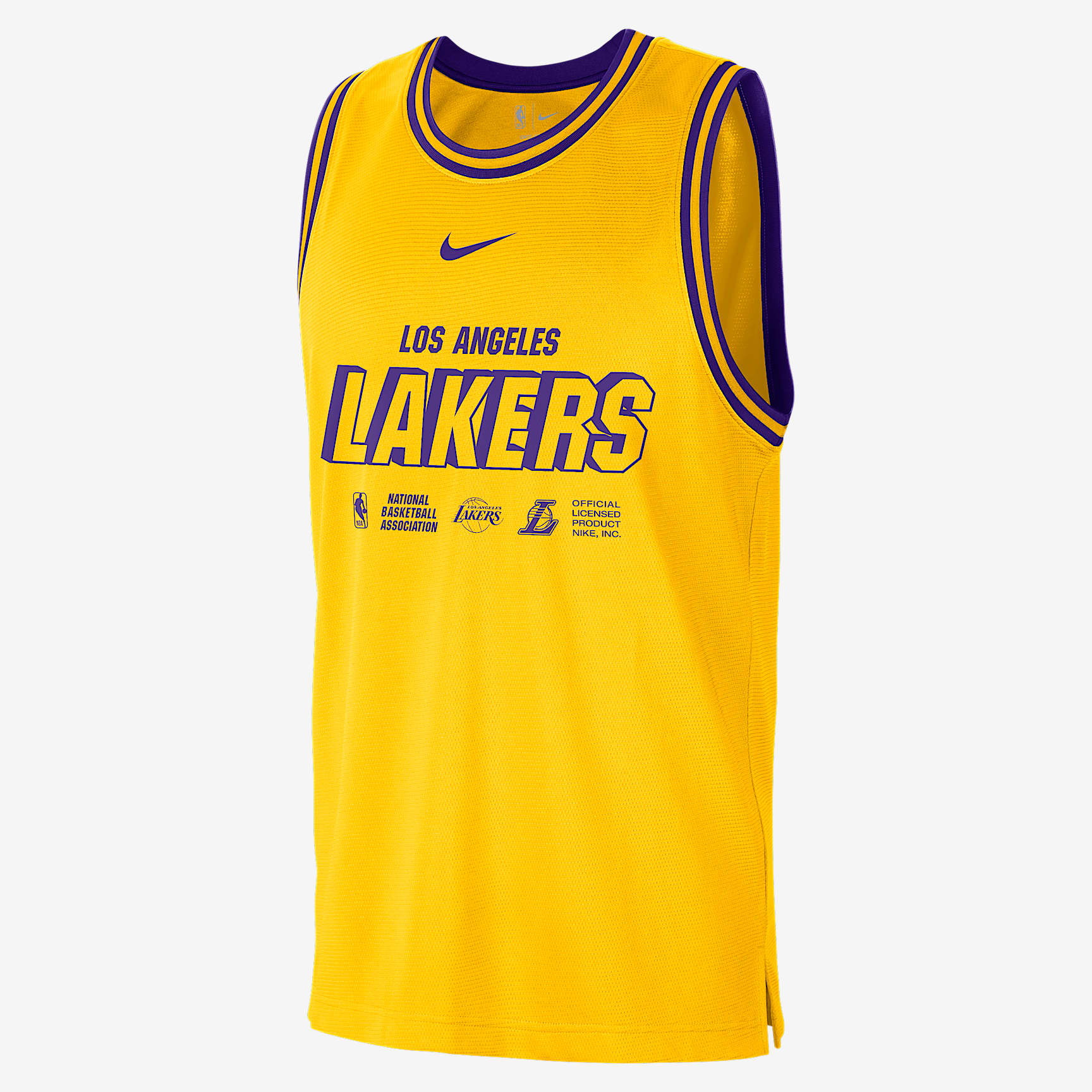 洛杉矶湖人队 Courtside Nike Dri-FIT NBA 男子背心 - 阿马里洛黄/全域紫/全域紫