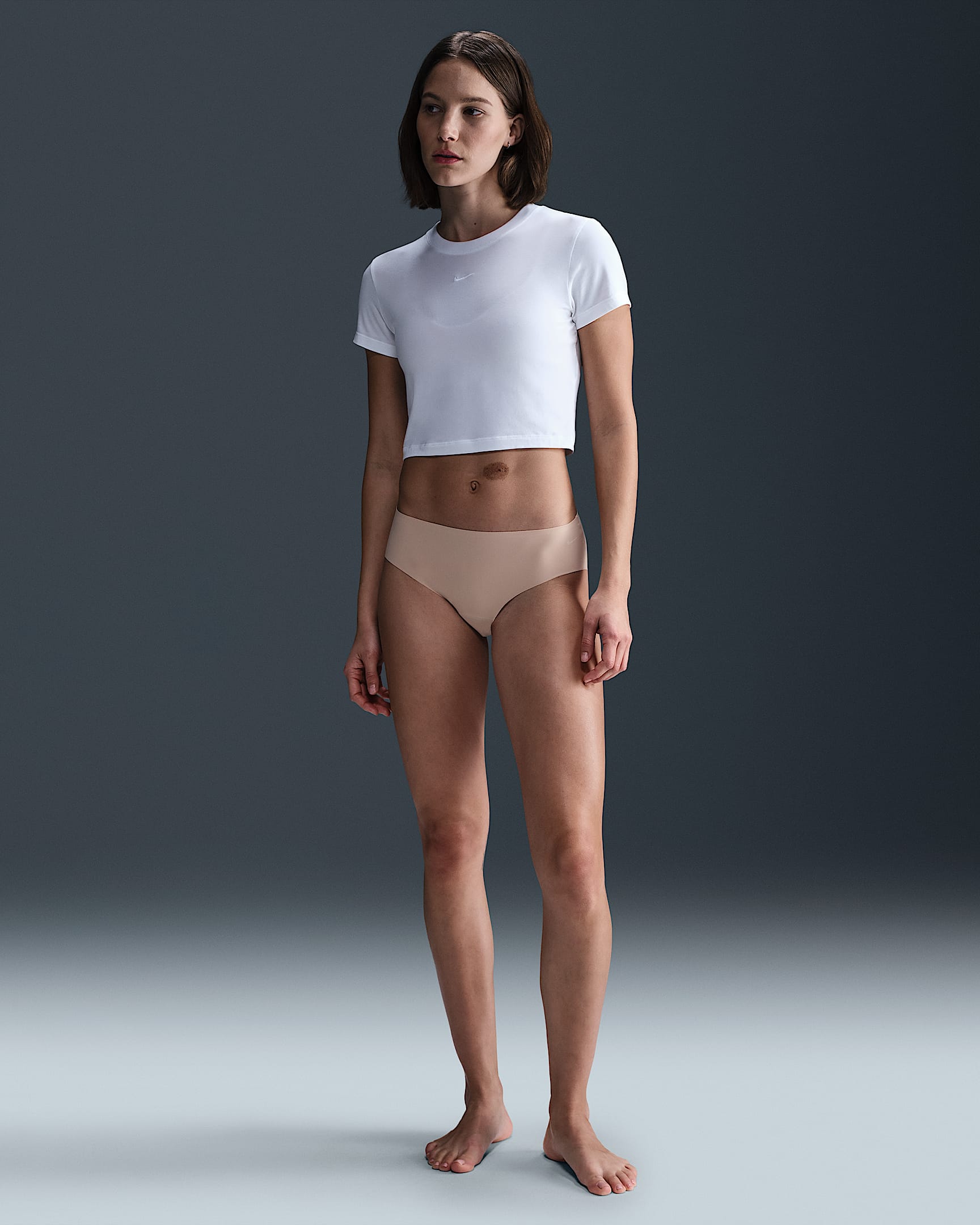 Nike Leak Protection: Period 女子速干三角内裤 - 微粒茶色/白色