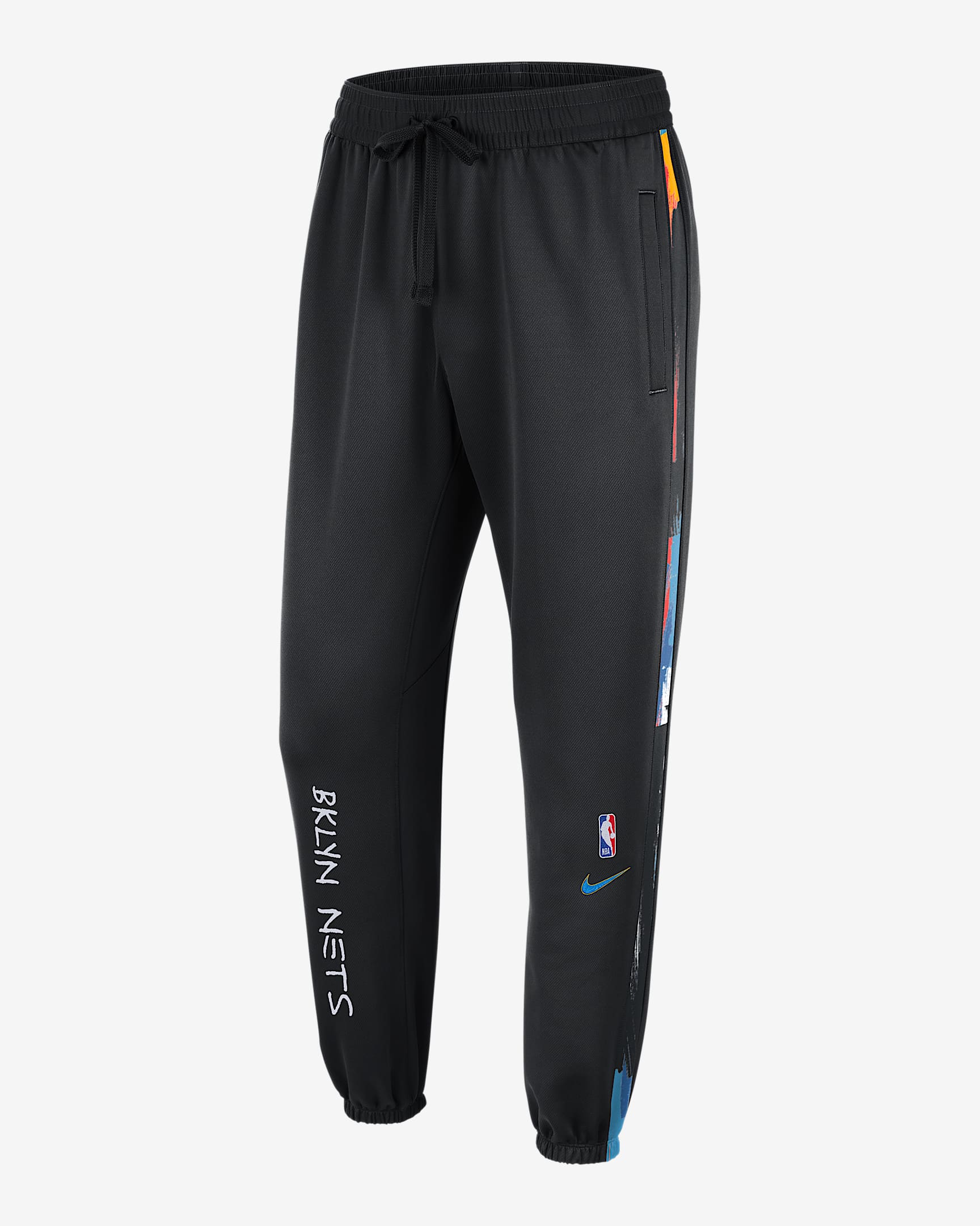 布鲁克林篮网队 Showtime City Edition Nike Therma Flex NBA 男子长裤 - 黑/黑/黑/飞翔蓝