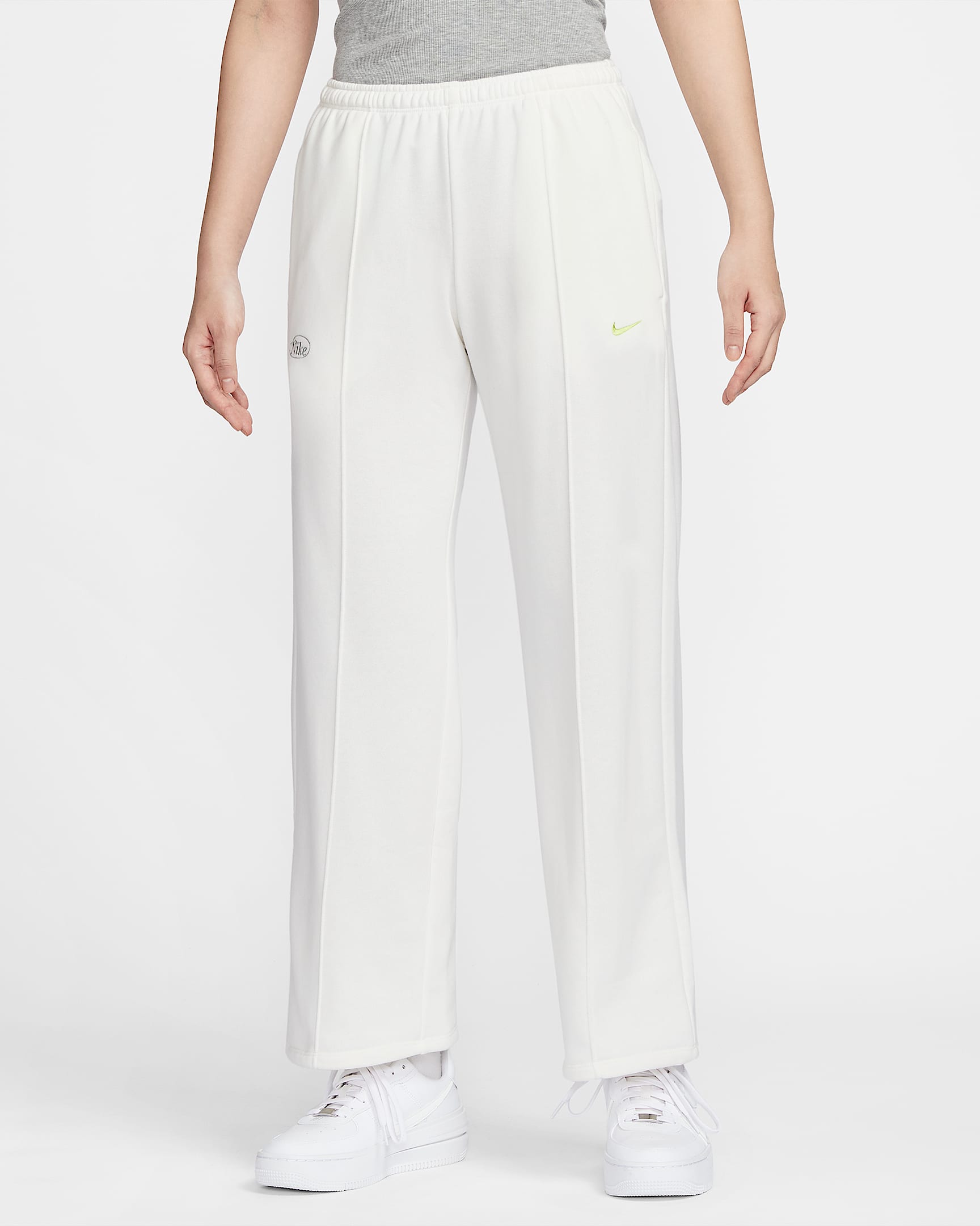 Nike Sportswear Chill Terry 女子中腰法式毛圈直筒运动裤 - 帆白