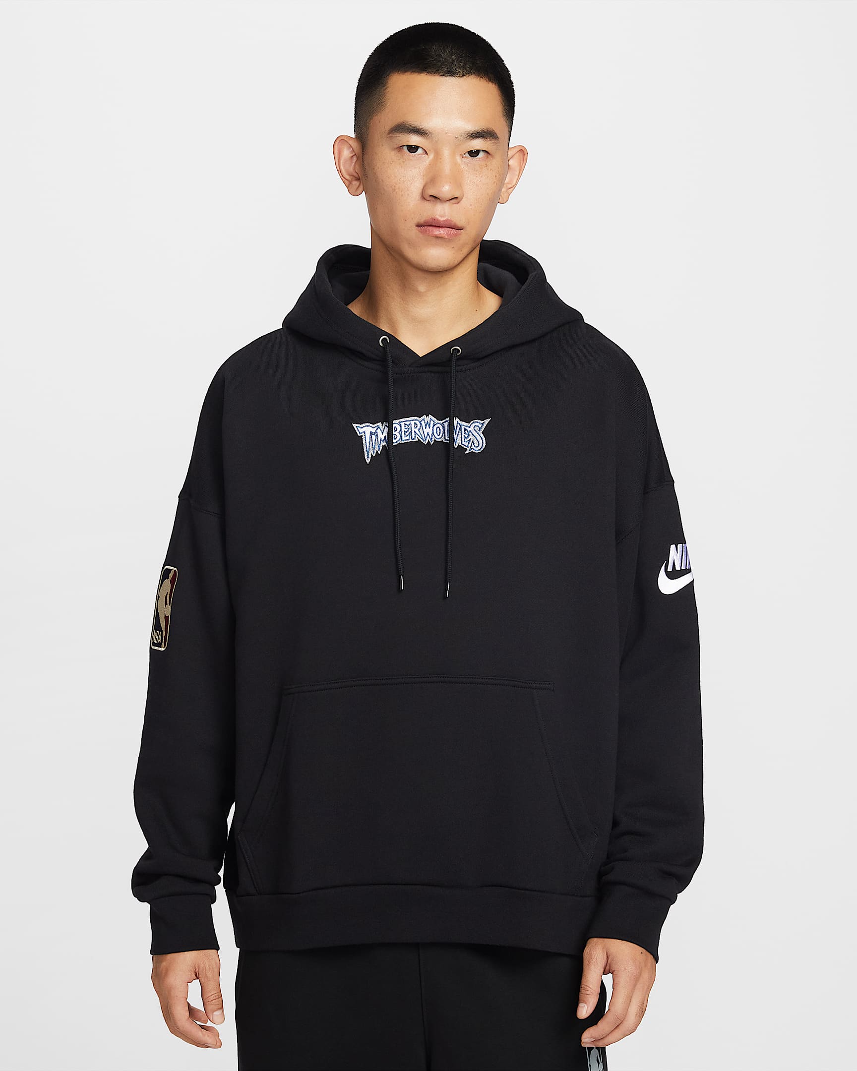 明尼苏达森林狼队 Nike 男子套头连帽衫 - 黑