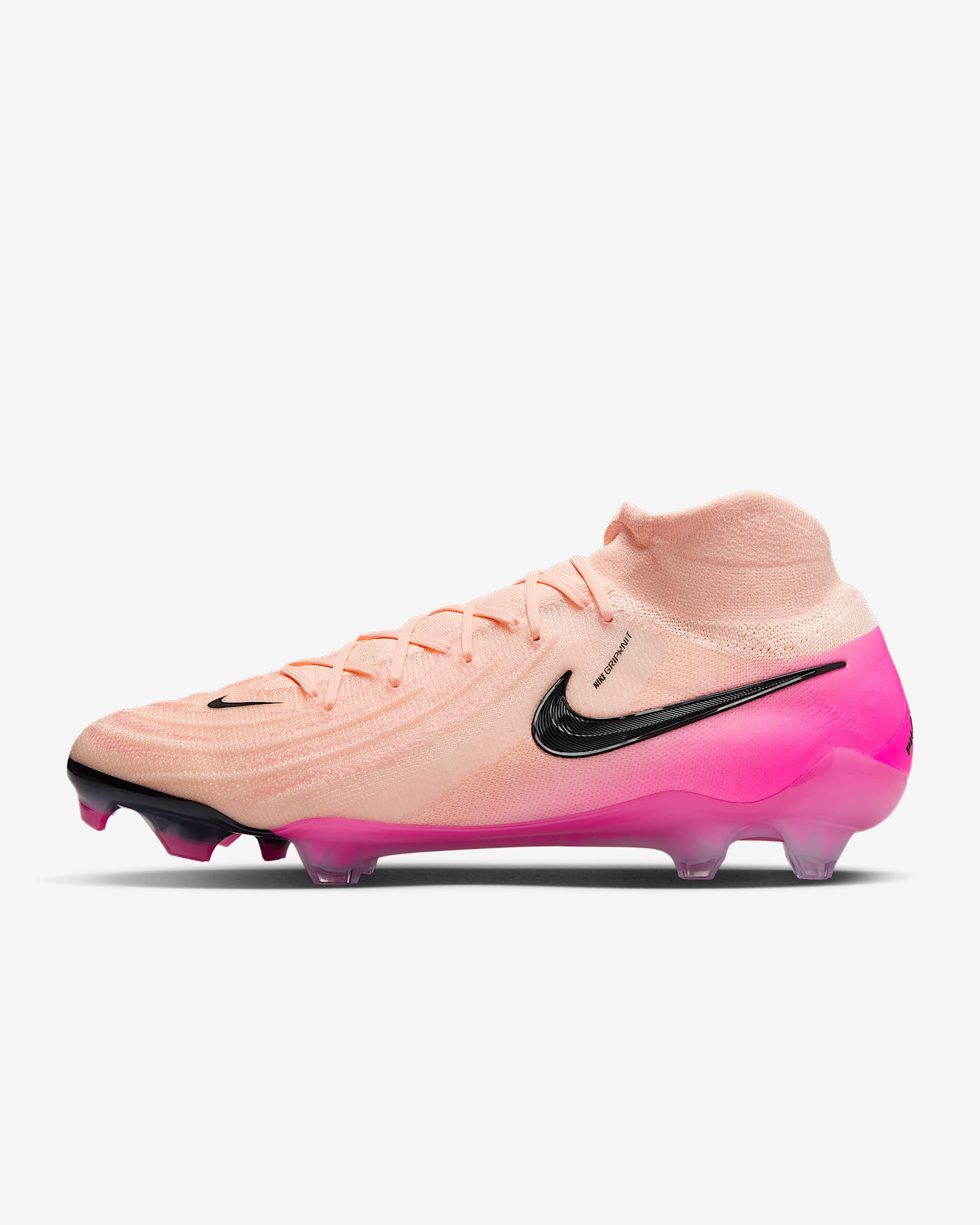 Nike Phantom Luna 2 Elite 耐克月煞系列天然硬质草地高帮足球鞋 - 浅深红/爆炸粉/黑