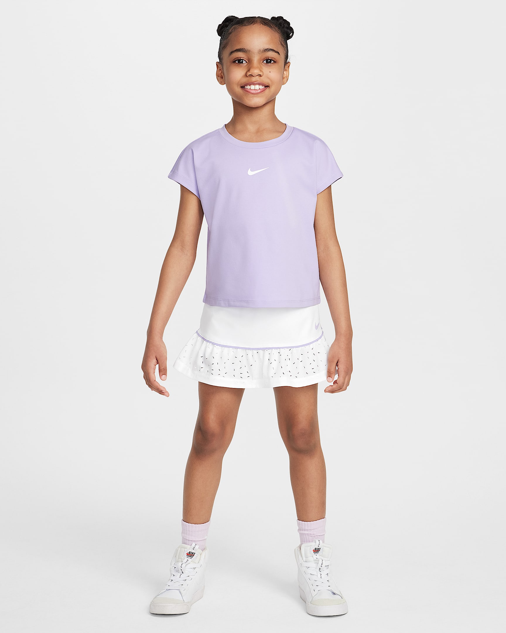Nike Swoosh Dri-FIT 幼童T恤和速干半身裙套装 - 白色