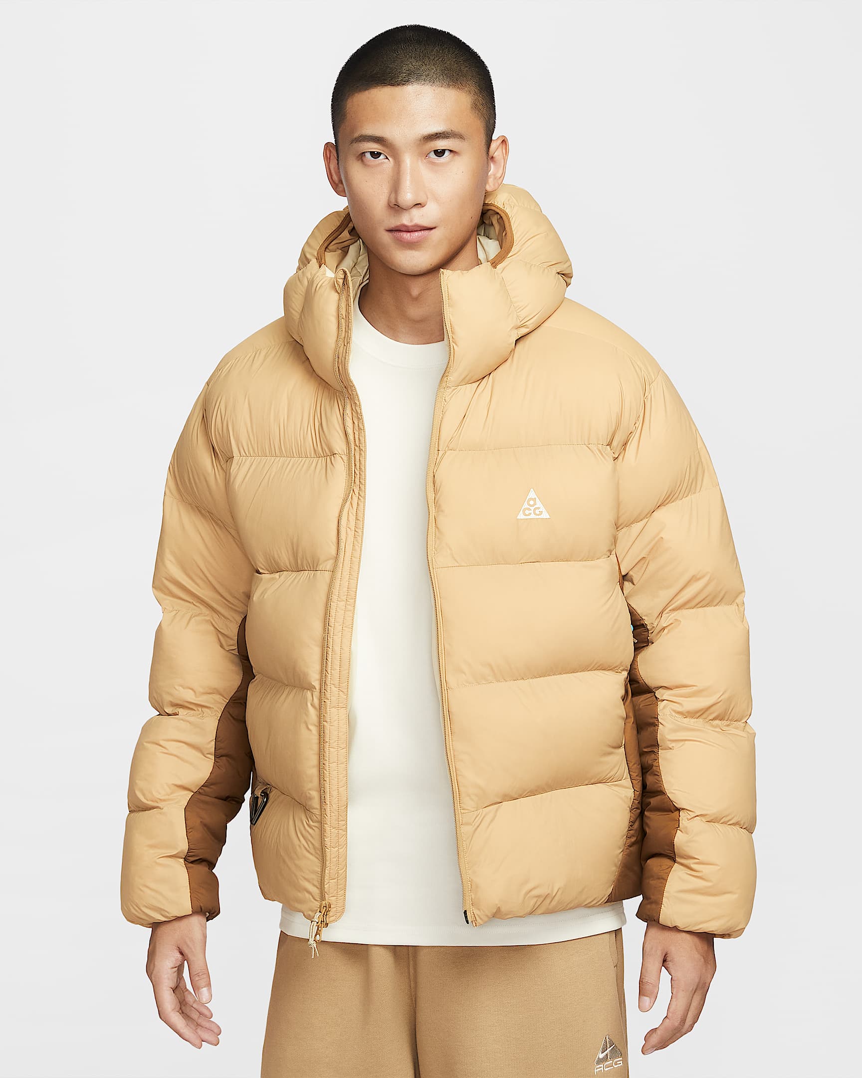 Nike ACG "Lunar Lake" Puffer PrimaLoft® Therma-FIT ADV 男子拒水宽松连帽棉服夹克 - 杏茶色/苔木棕色/浅卡其/山峰白