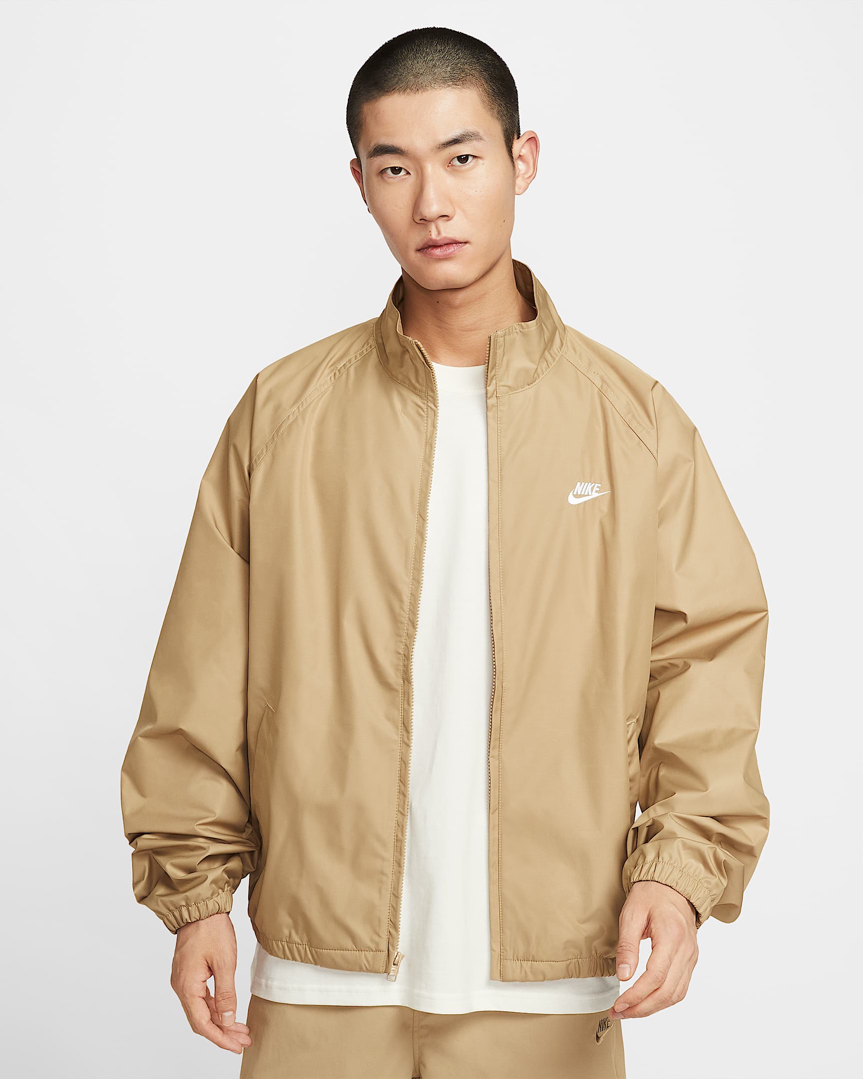 Nike Sportswear Club Roscoe 男子全长拉链开襟夹克 - 杏茶色/白色