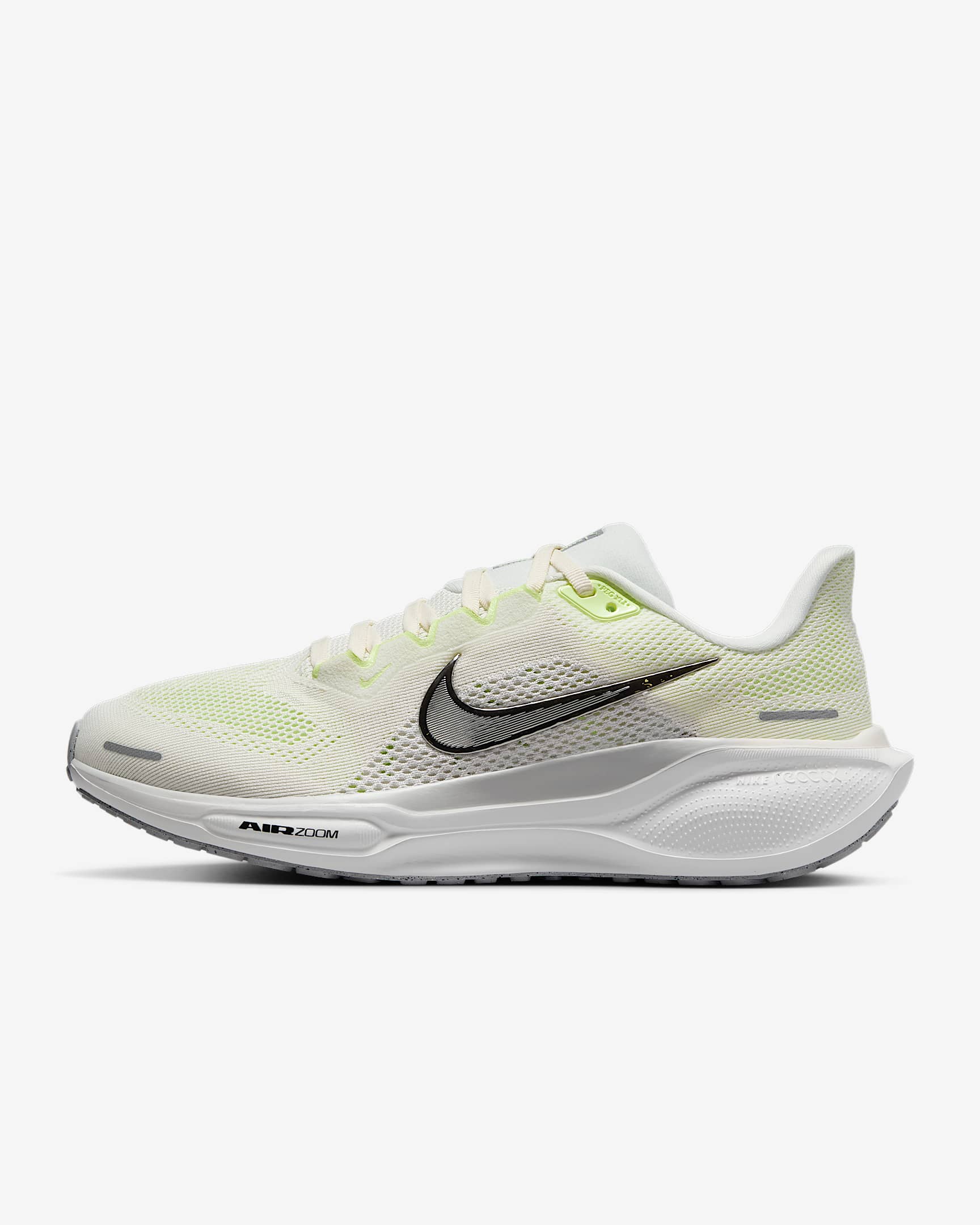 Nike Pegasus 41 耐克飞马女子公路跑步鞋 - 帆白/尘光子色/微黄绿/金属银