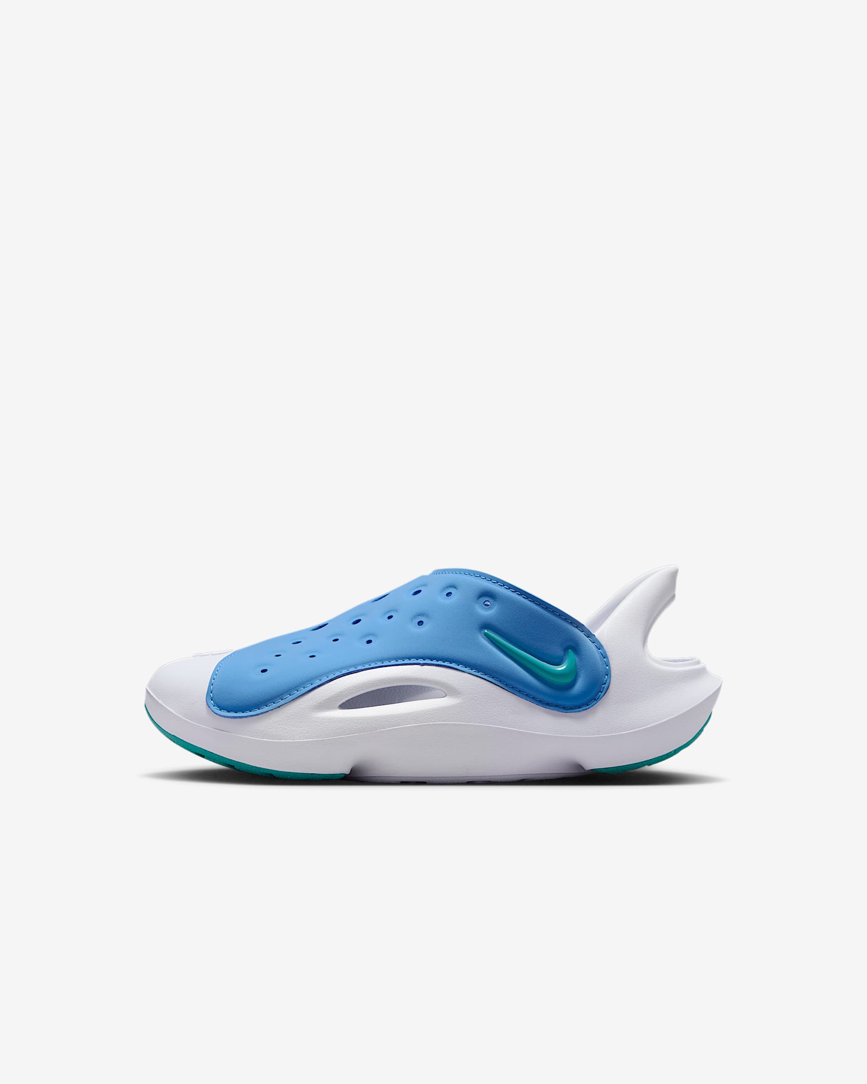 Nike Aqua Swoosh 幼童一脚蹬包头溯溪凉鞋 - 张扬蓝/白色/仙人掌绿