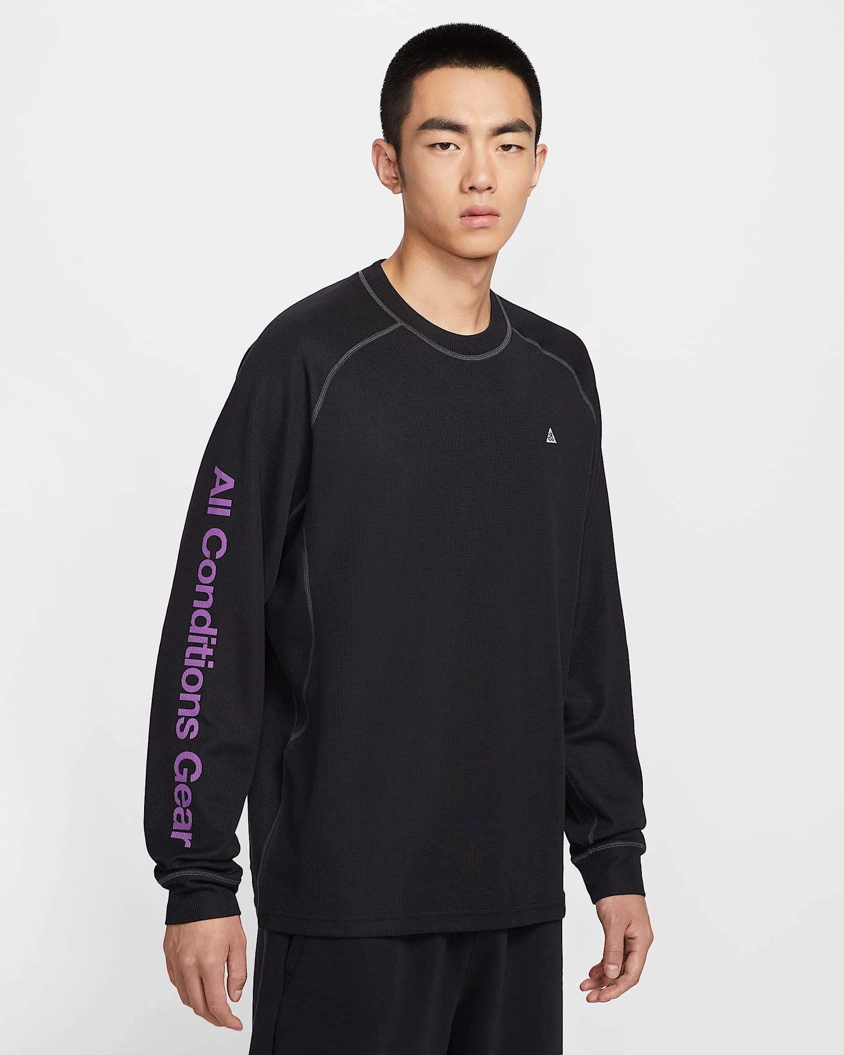 Nike ACG "Chinati" Dri-FIT ADV 男子防晒速干长袖图案上衣 - 黑/明亮紫/浅骨色/山峰白