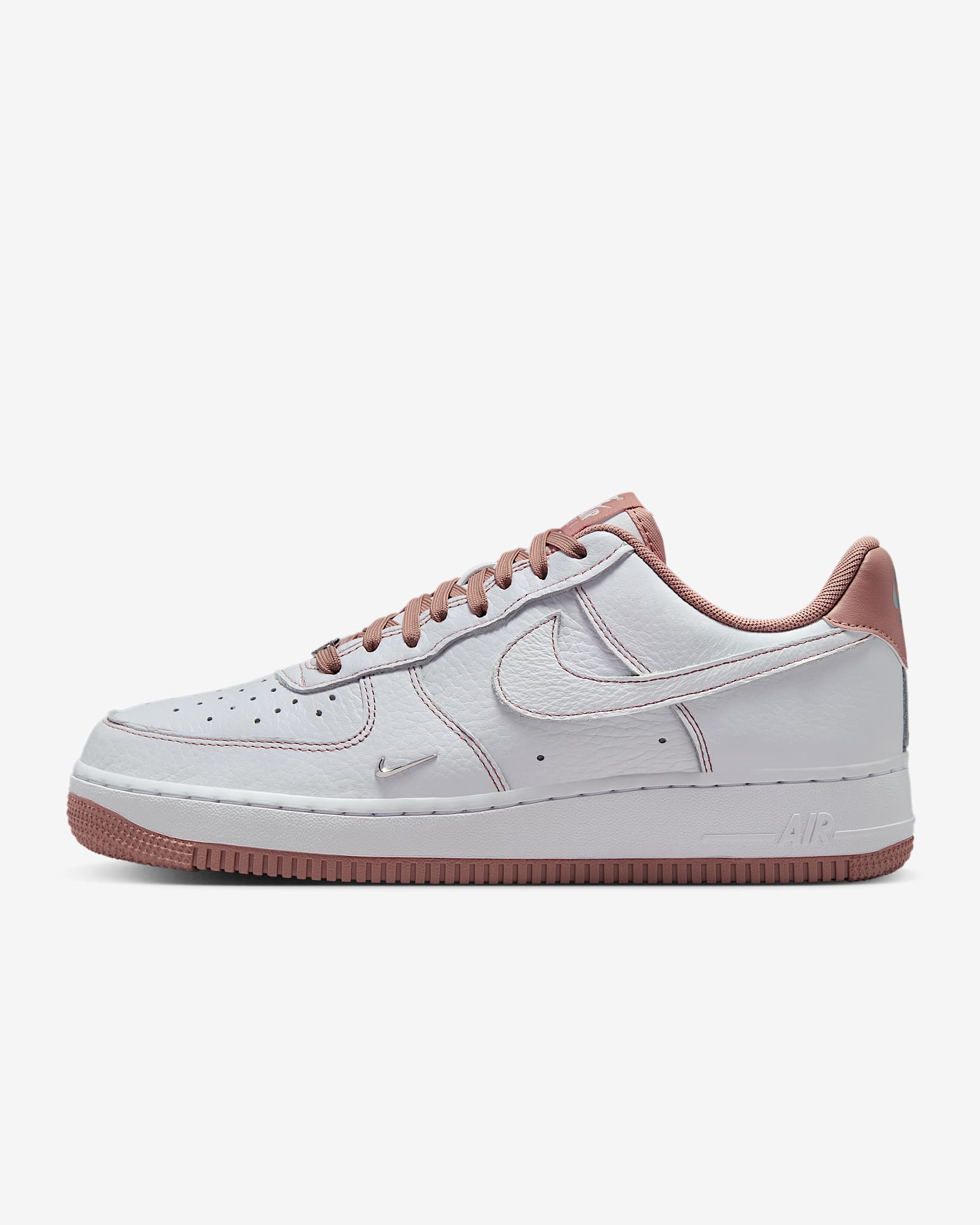 Nike Air Force 1 '07 Mini Jewel 女子空军一号运动鞋 - 白色/金属银/微粒粉