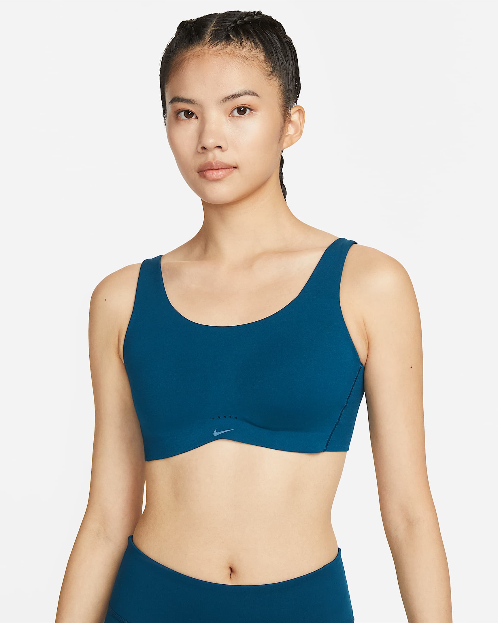 Nike Alate Coverage 女子粗肩带款低强度支撑速干衬垫内衣 - 缬草蓝/缬草蓝/黑蓝