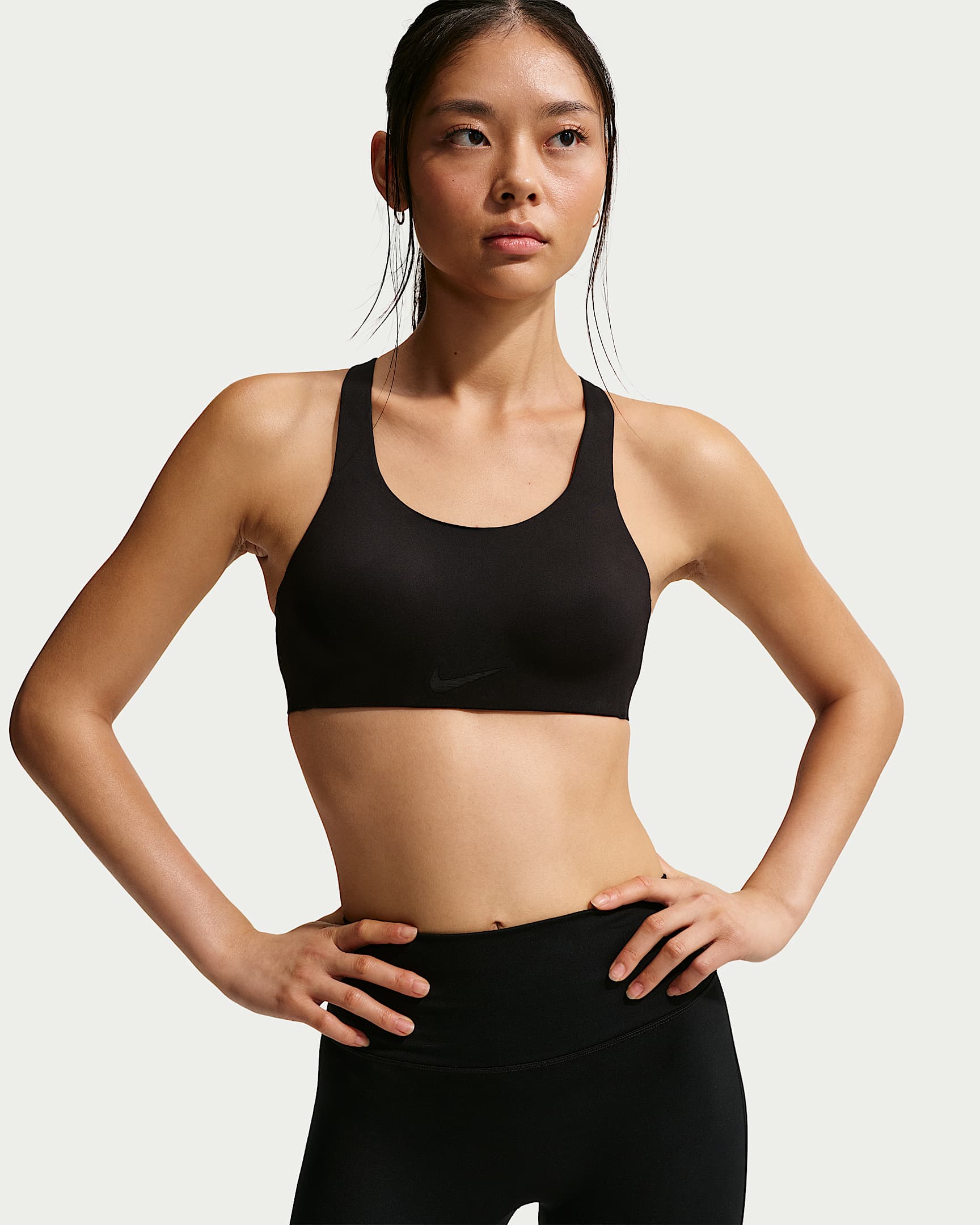 Nike Rival 女子速干超高强度支撑衬垫运动内衣 - 黑/微粒茶色