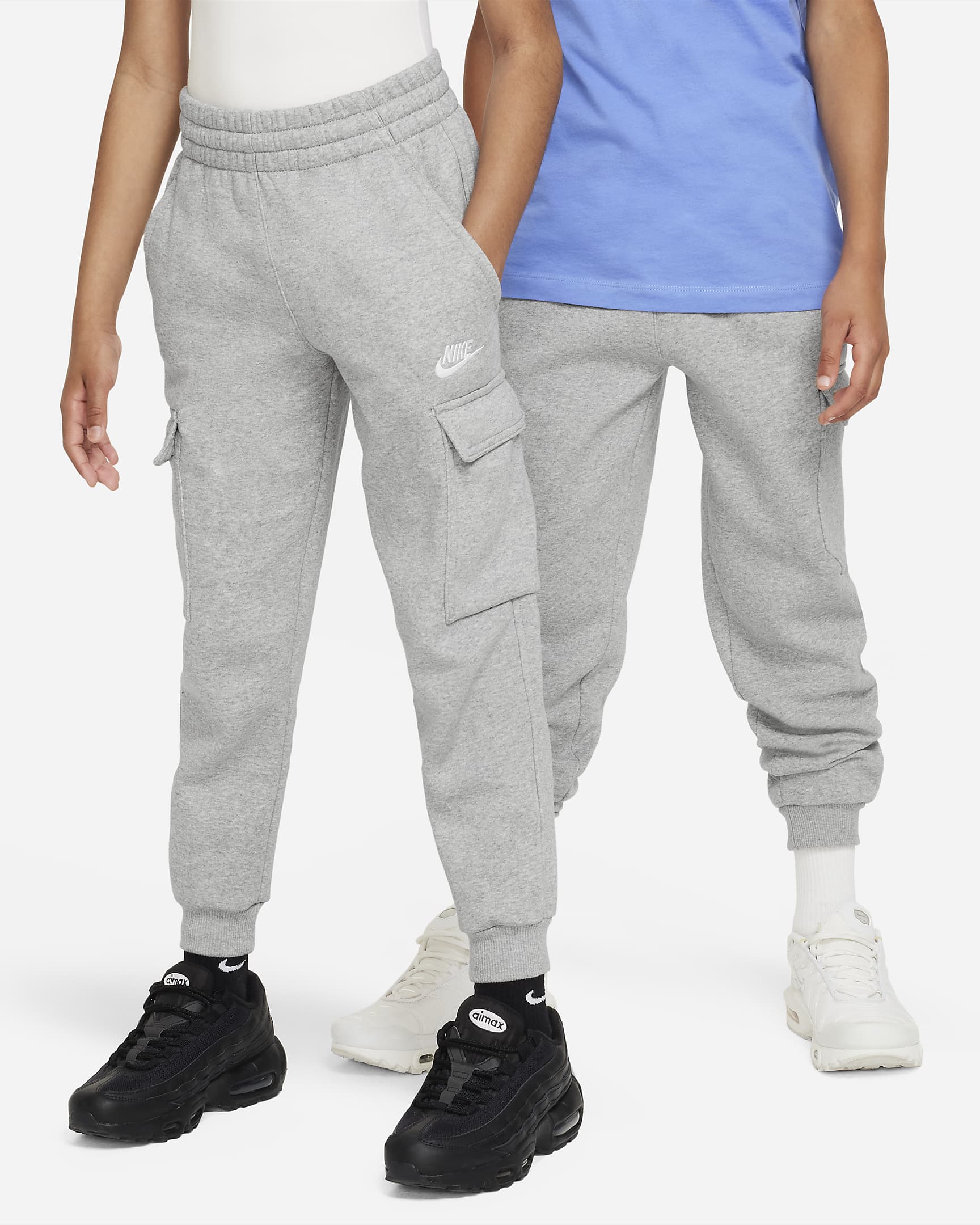 Nike Sportswear Club Fleece 大童加绒工装长裤 - 调色暗灰/基调灰/白色