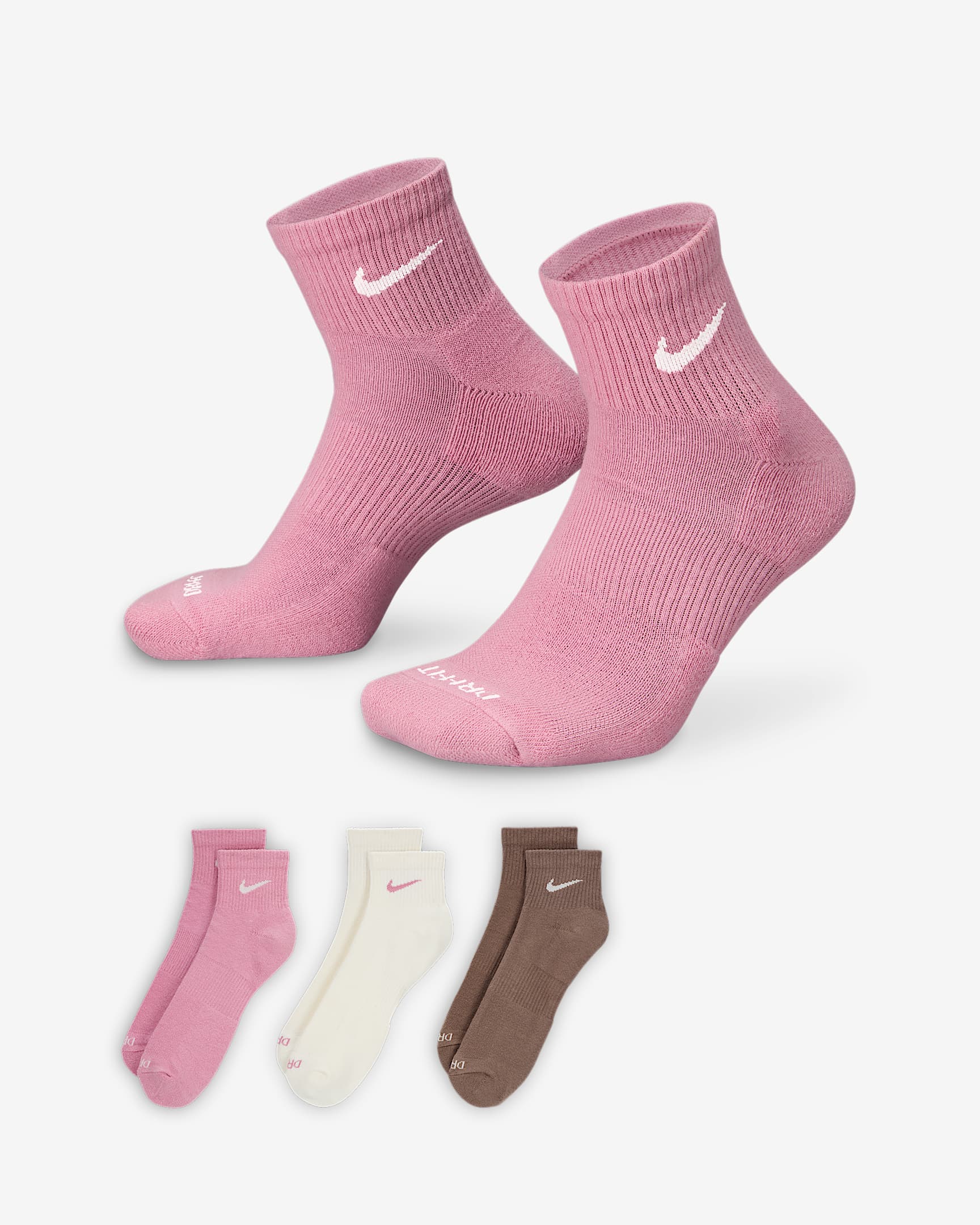 Nike Everyday Plus 舒适速干训练短袜(3 双) - 多色