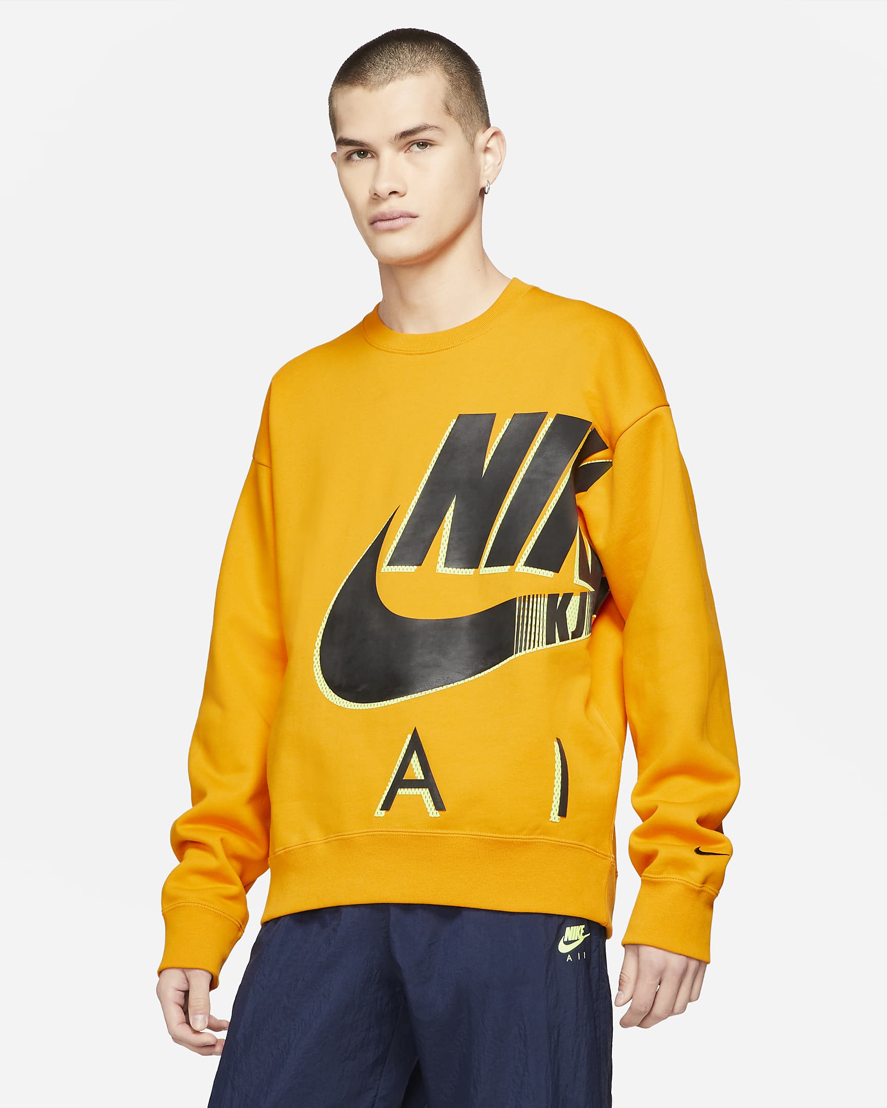 Nike x Kim Jones 男/女起绒圆领上衣 - 电子橙