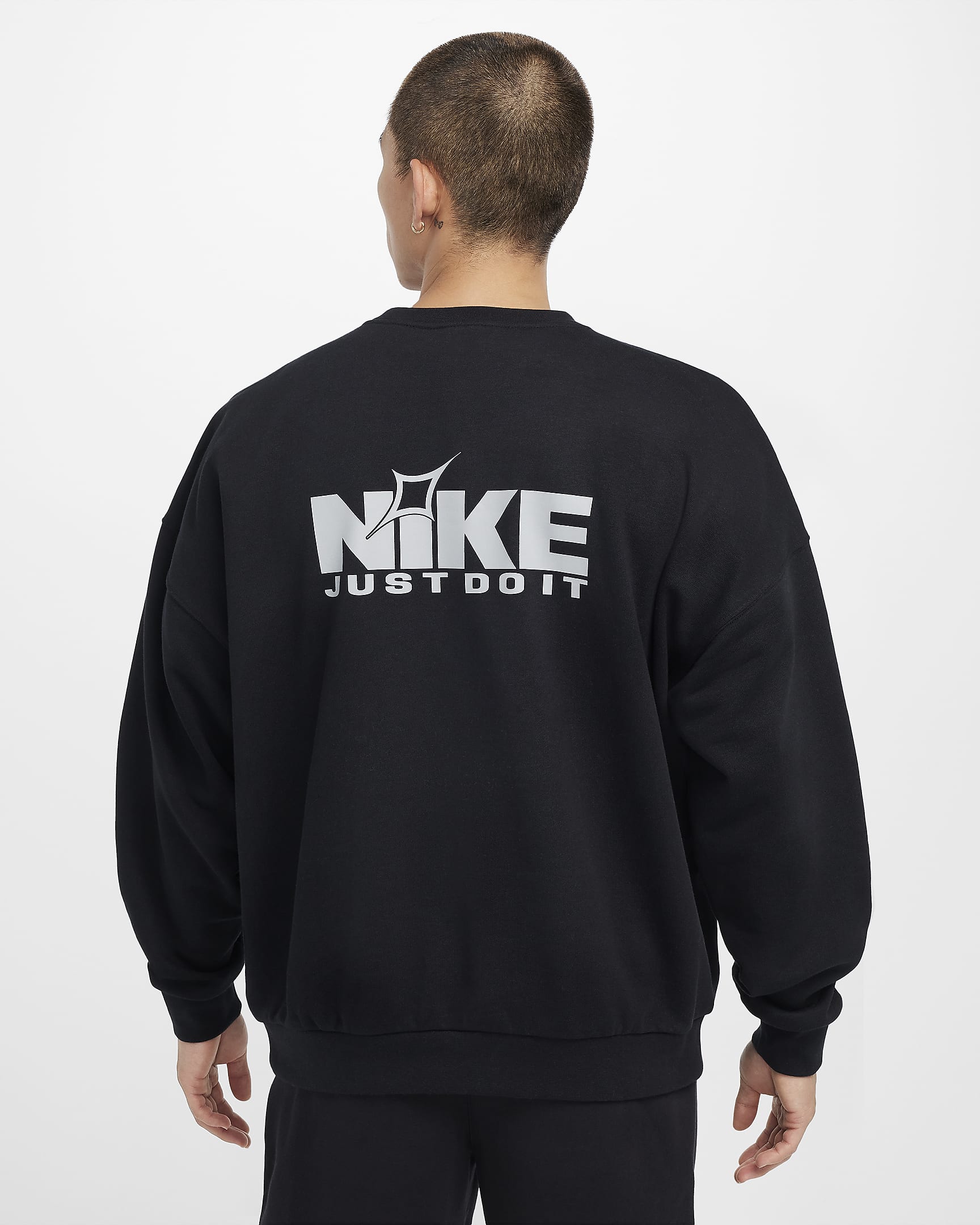 Nike Club 男子 Oversize 风法式毛圈圆领运动衫 - 黑/狼灰