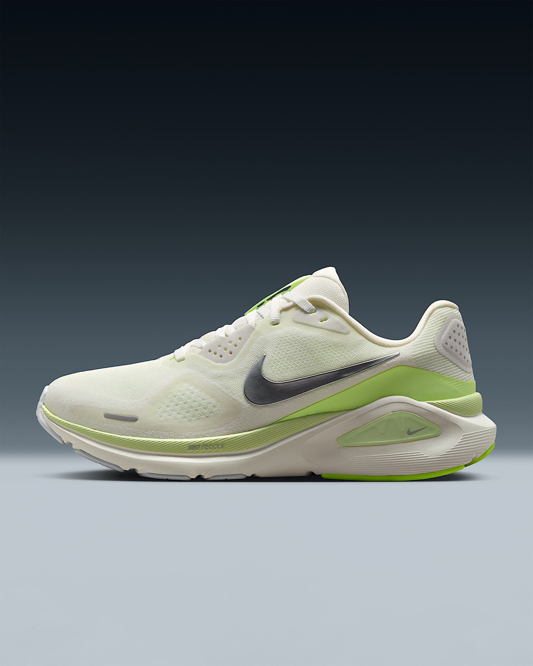 Nike Structure 26 耐克稳程女子公路跑步鞋 - 山峰白/微黄绿/帆白/金属铬色