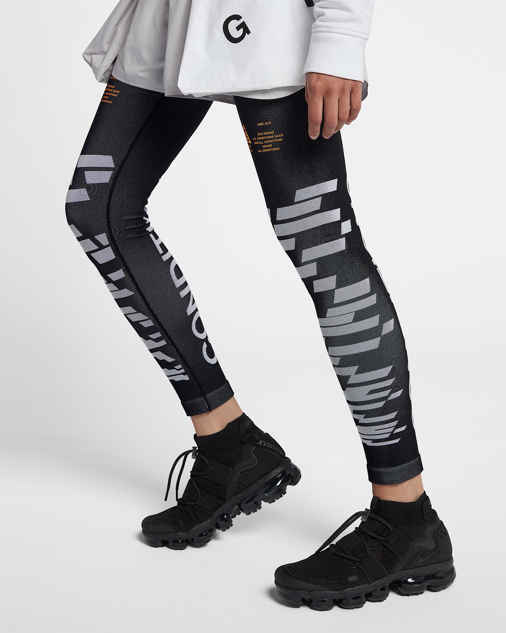 NikeLab ACG 女子腿套(1 对) - 黑/白色/激光橙