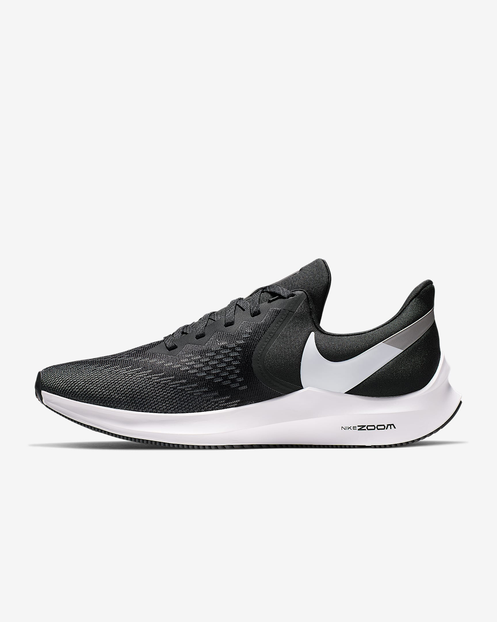 Nike Zoom Winflo 6 男子跑步鞋 - 黑/暗灰/金属银灰/白色