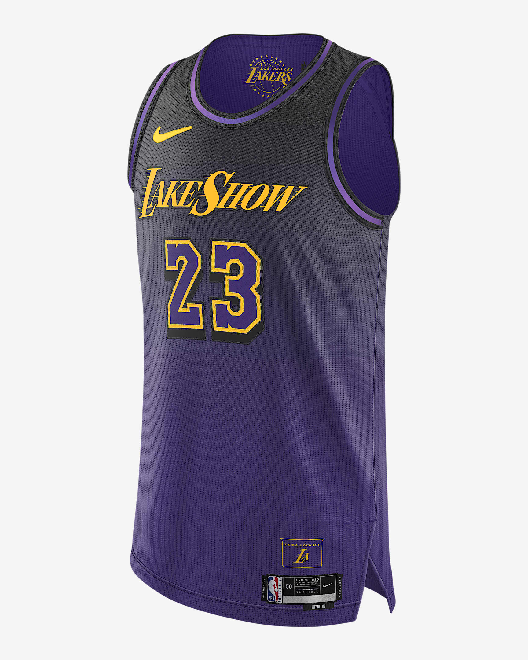 2024/25 赛季洛杉矶湖人队勒布朗·詹姆斯 (LeBron James) City Edition Nike Dri-FIT ADV NBA Authentic Jersey 男子速干球衣 - 全域紫