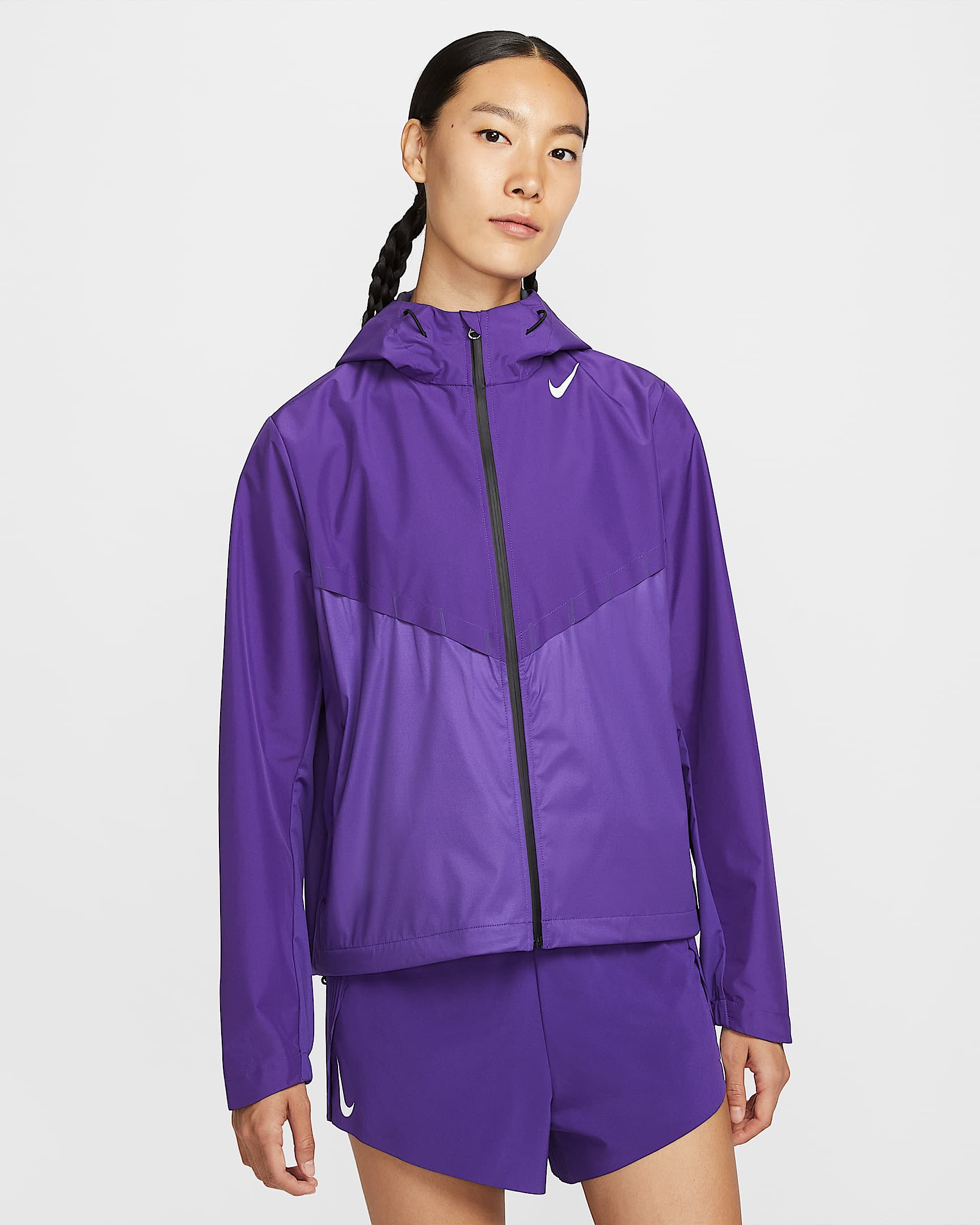 Nike AeroSwift Aerogami Storm-FIT 女子防风拒水跑步夹克 - 庭紫/白色