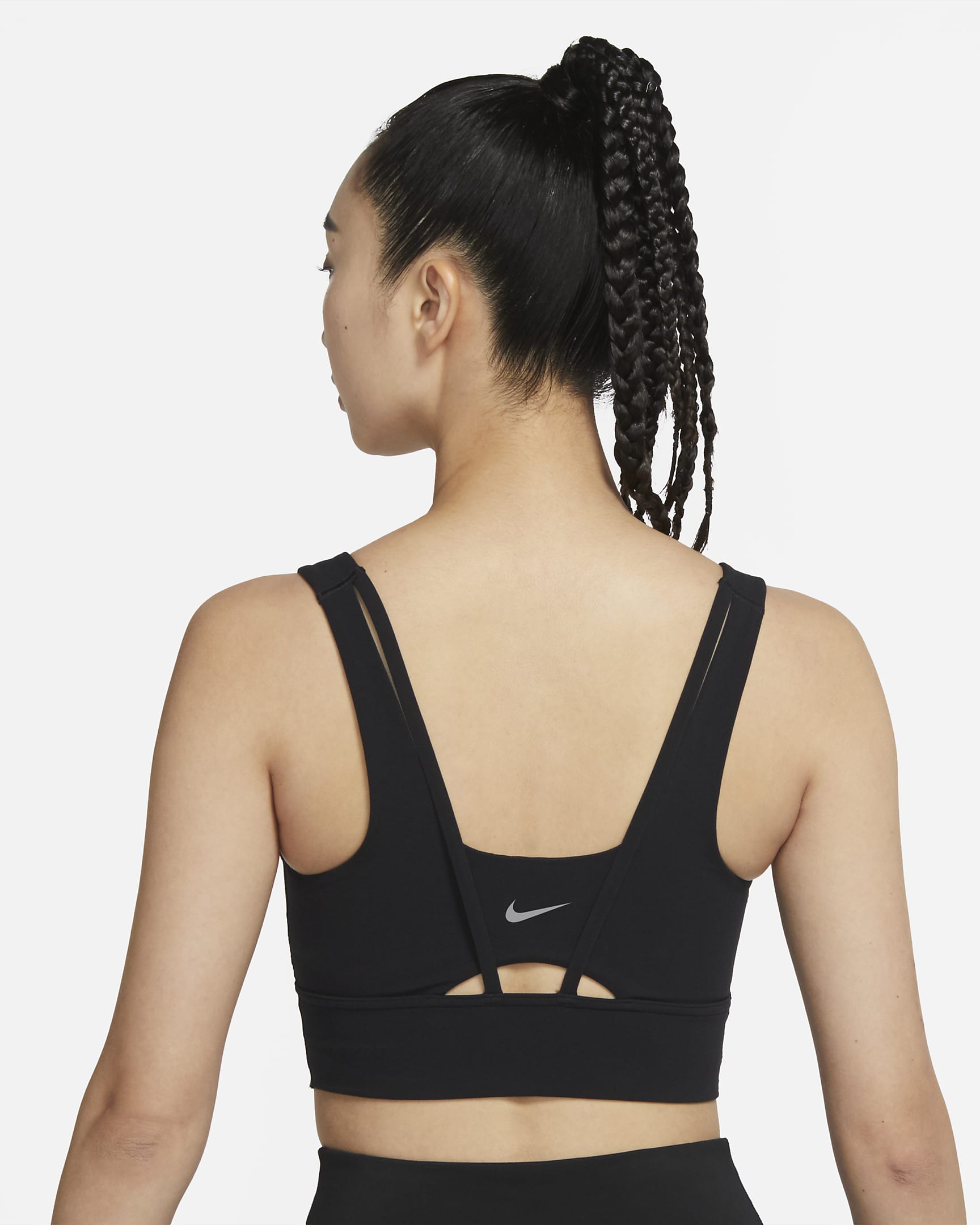 Nike Zenvy 女子中强度支撑衬垫速干长款运动内衣 - 黑/帆白
