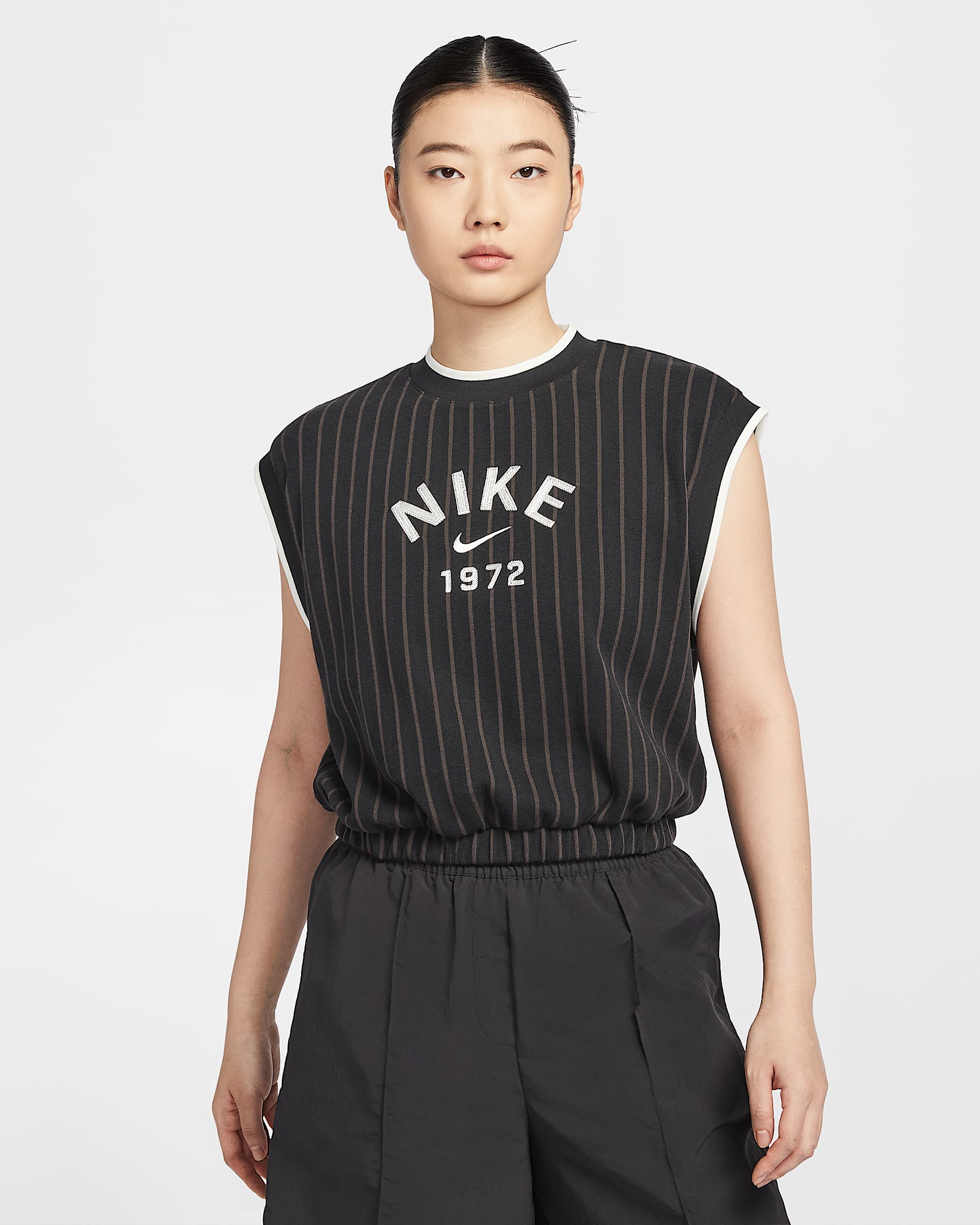 Nike Sportswear Collection 女子宽松针织无袖上衣 - 黑/丝绒棕/帆白/帆白