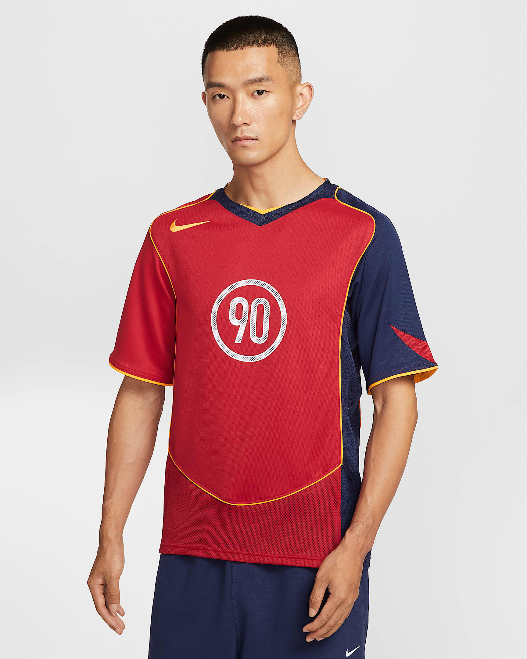Nike Total 90 Dri-FIT 男子速干足球球衣 - 健身红/深藏青/大学金/大学金