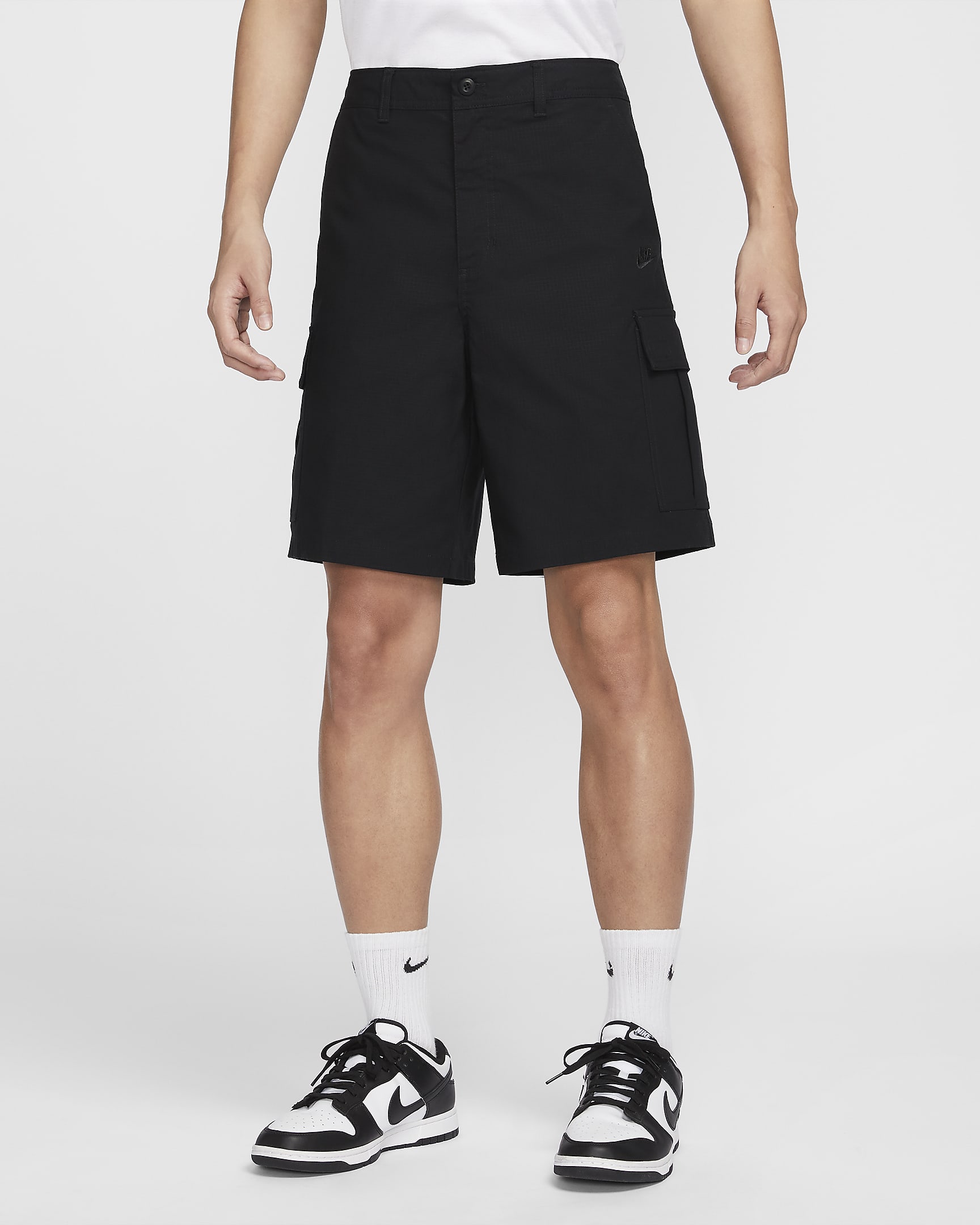 Nike Club 男子复古梭织工装短裤 - 黑/黑