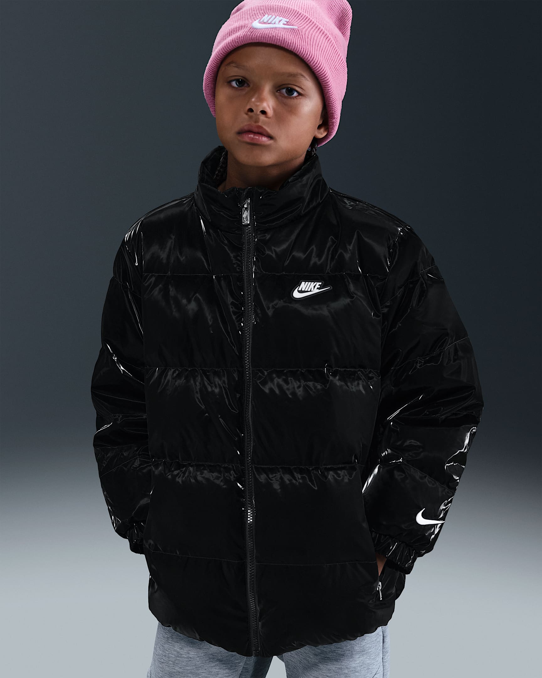 Nike 大童羽绒无帽夹克 - 黑