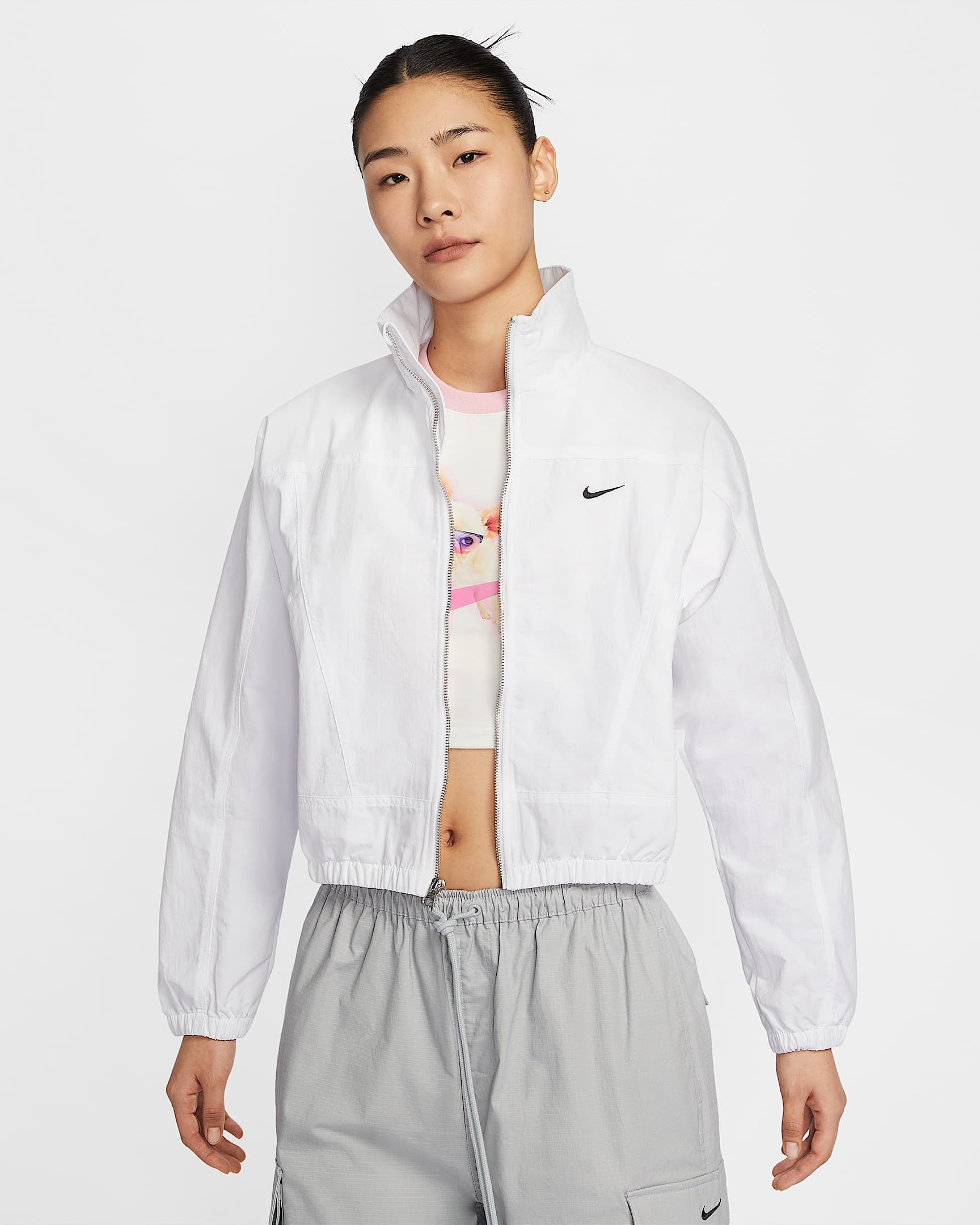 Nike Sportswear Everything Wovens Repel 女子 Oversize 风防晒拒水夹克 - 白色/黑