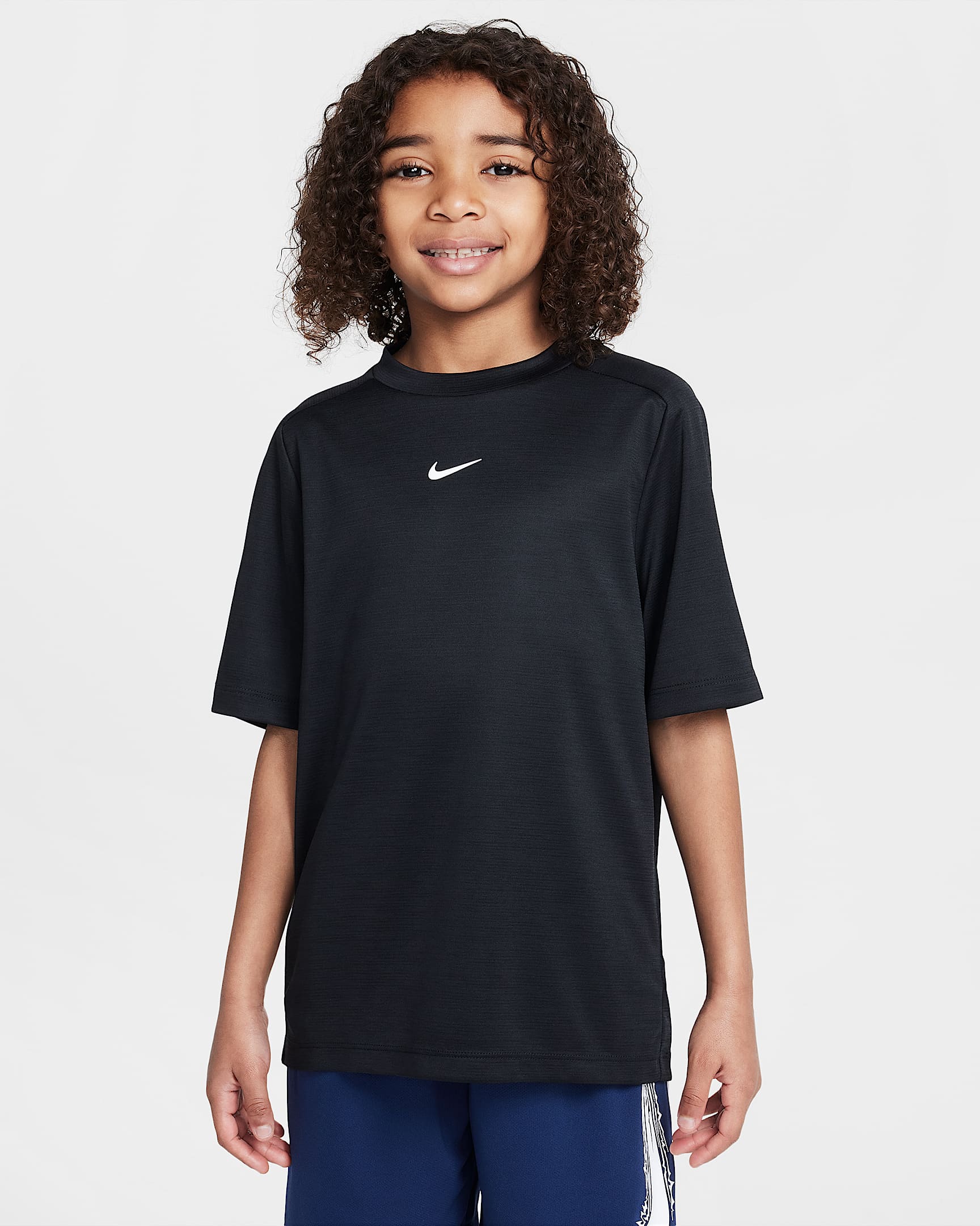 Nike Multi Dri-FIT 大童速干短袖上衣 - 黑/黑/白色