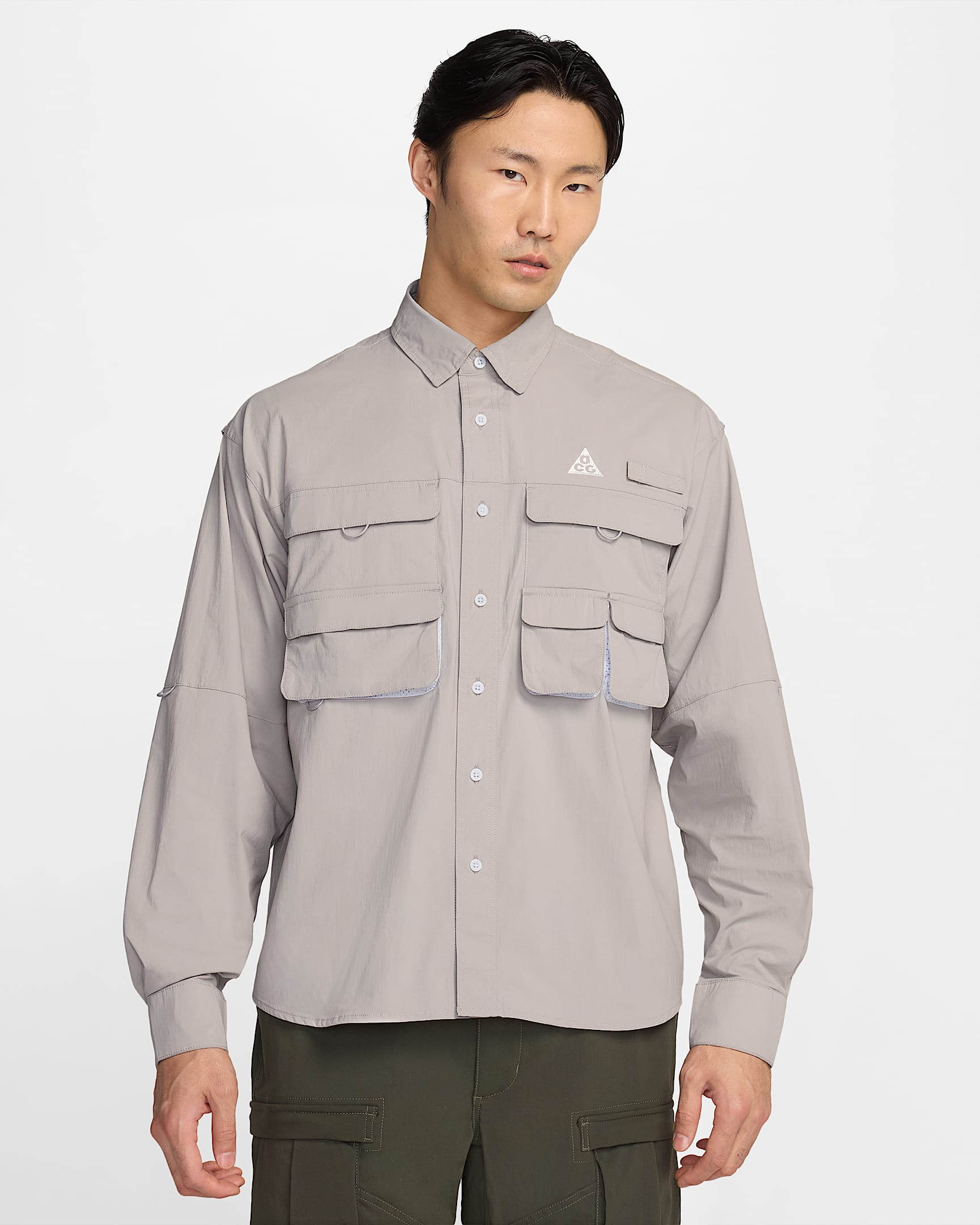 Nike ACG "Orb Weaver" Dri-FIT ADV 男子防晒速干长袖衬衫 - 大学灰/足球灰/山峰白