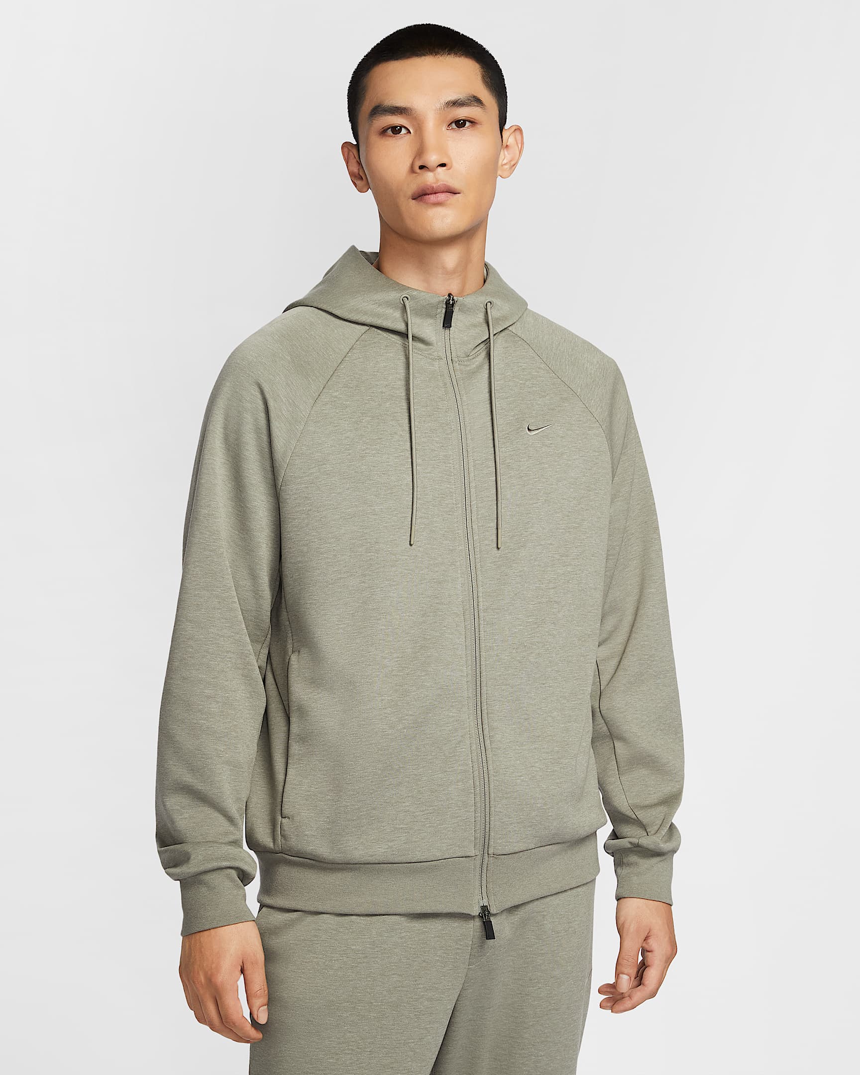 Nike Primary Fleece Dri-FIT 男子透气速干全长拉链开襟百搭运动连帽衫防晒衣 - 浅军绿/调色/浅军绿