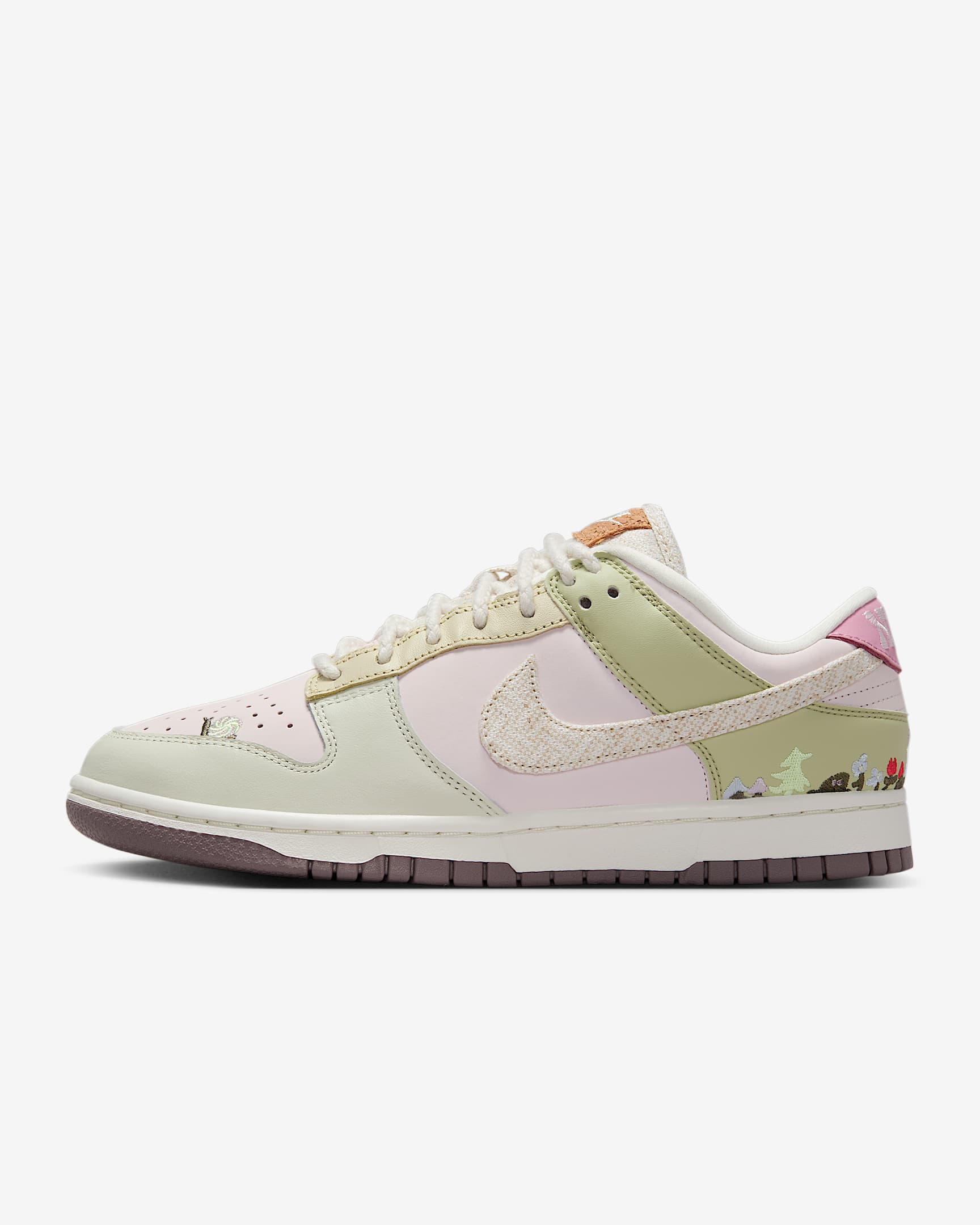 Nike Dunk Low LX 夏日轻醒系列女子运动鞋 - 珍珠粉/白色/浅橄榄绿/元素粉
