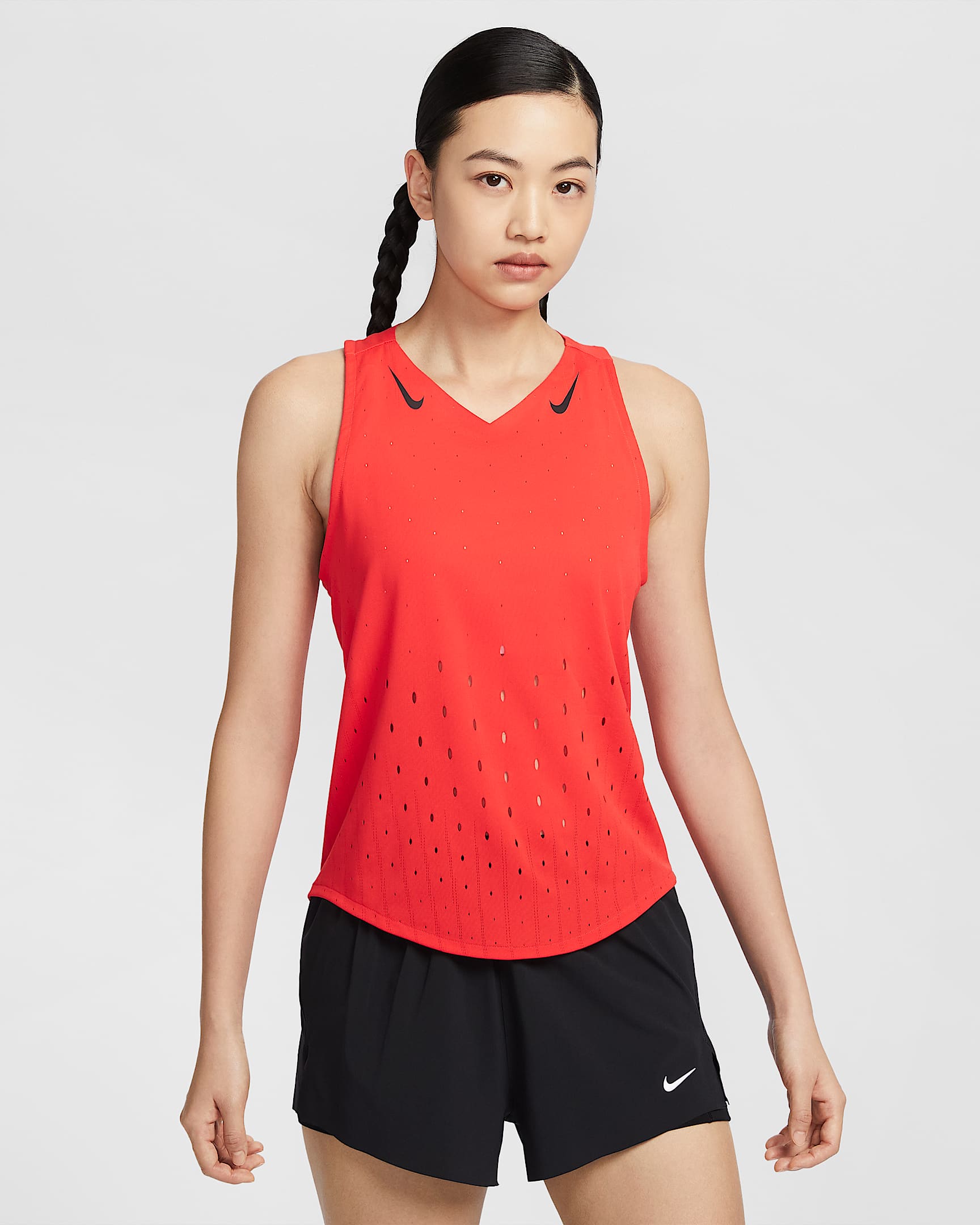 Nike AeroSwift Dri-FIT ADV 女子速干跑步背心 - 浅深红/黑/黑