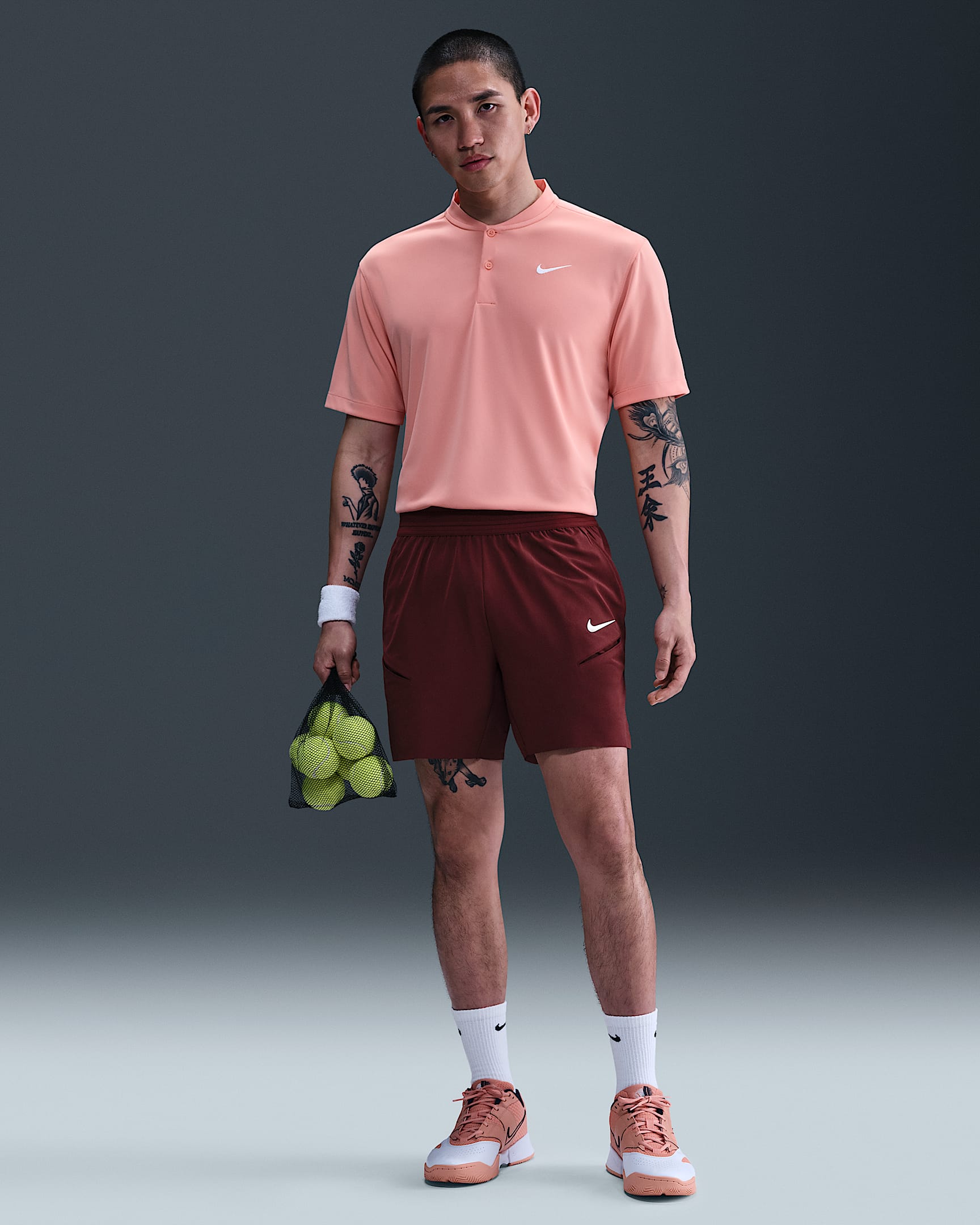 NikeCourt Slam Dri-FIT 男子速干网球短裤 - 暗队红/白色