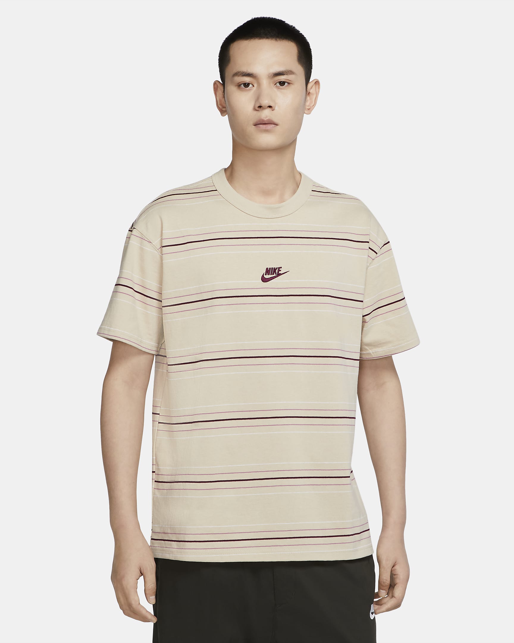 Nike Sportswear Premium Essentials 男子条纹T恤 - 藤黄