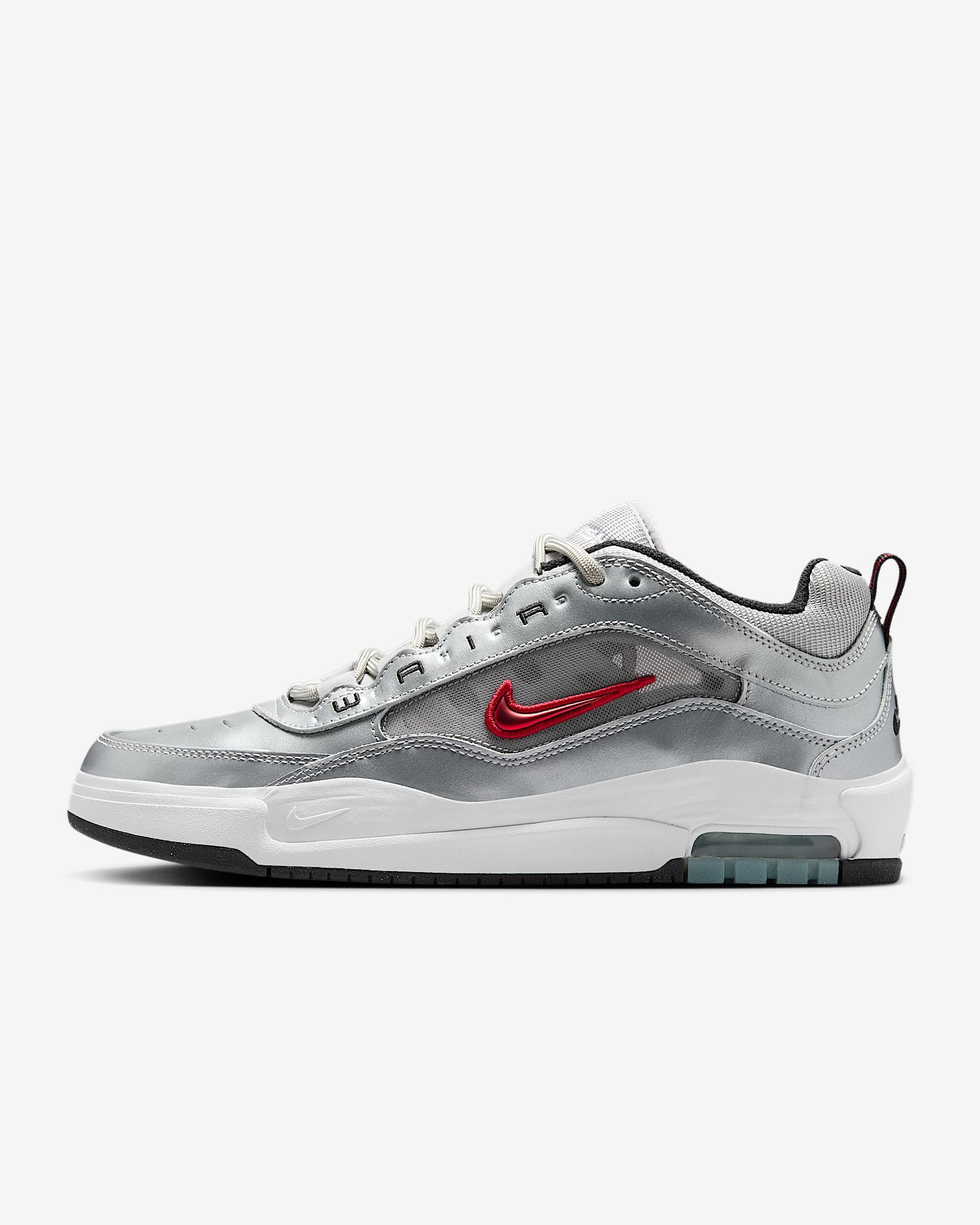 Nike Air Max Ishod Premium 男子滑板鞋 - 金属银/金属银/白色/校园红