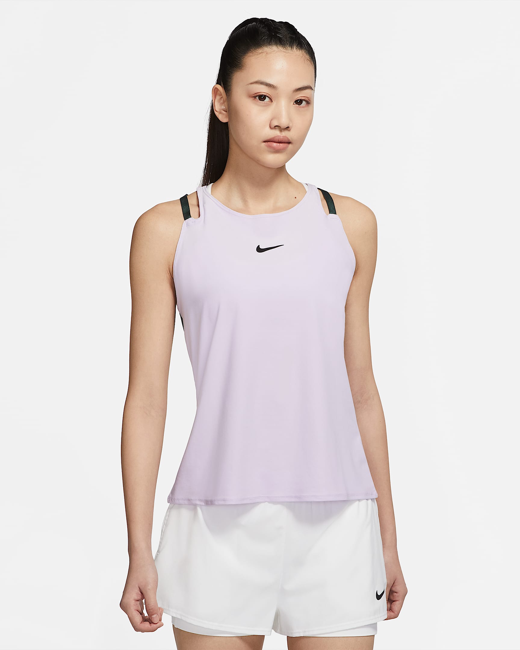 NikeCourt Dri-FIT Advantage 女子网球背心 - 粉紫/专业绿/黑