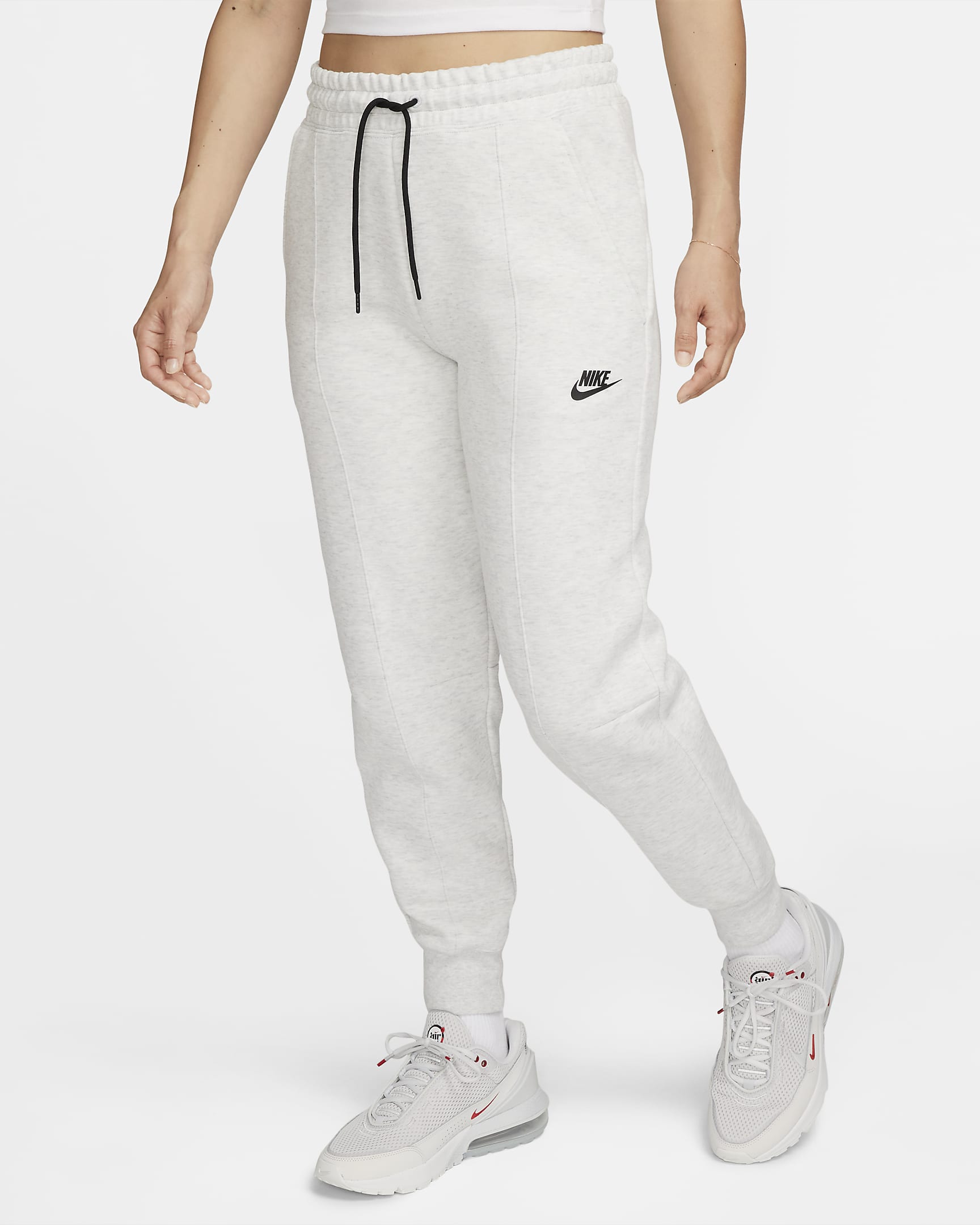 Nike Sportswear Tech Fleece 女子中腰长裤 - 浅灰/调色/黑