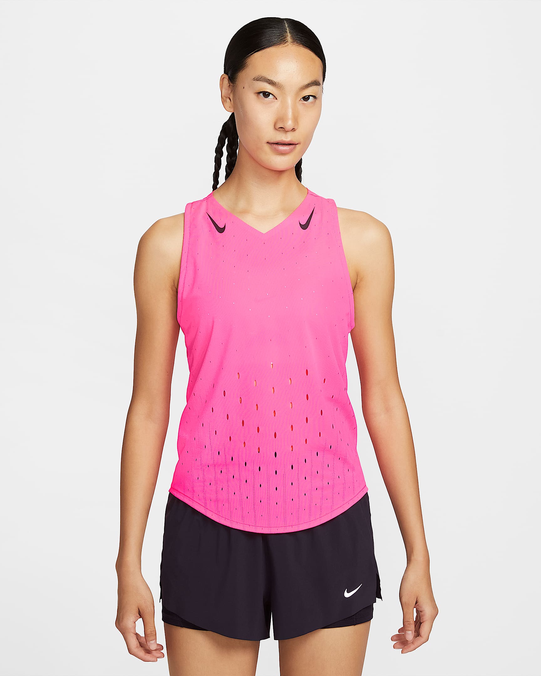 Nike AeroSwift Dri-FIT ADV 女子速干跑步背心 - 透明粉/黑