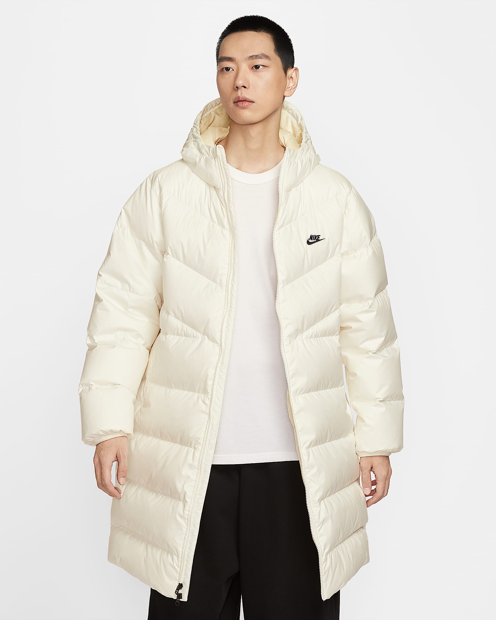 Nike Windrunner 耐克风行者系列男子拒水羽绒外套 - 帆白/帆白/黑