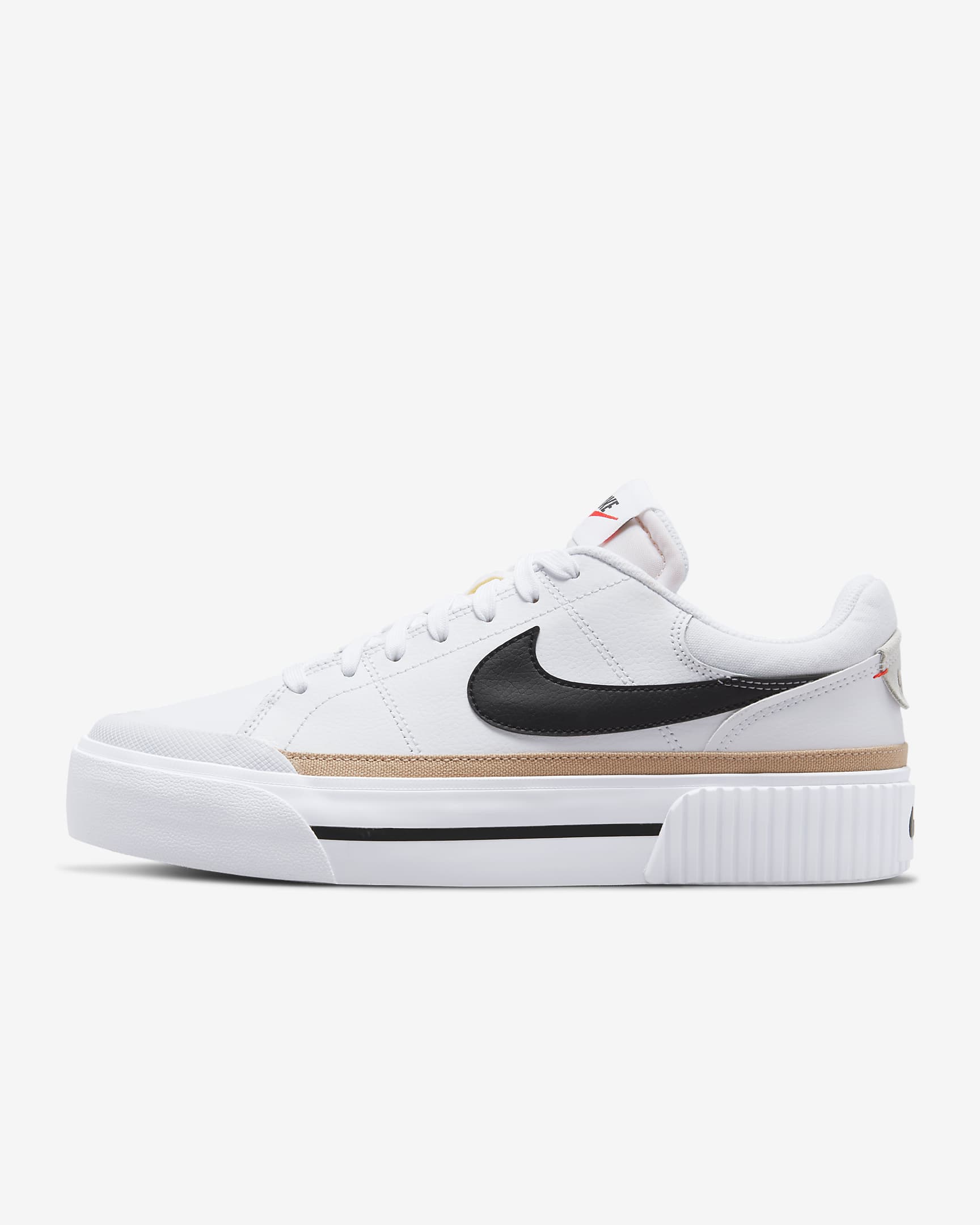 Nike Court Legacy Lift 女子厚底增高运动鞋板鞋 - 白色/麻黄/队橙/黑
