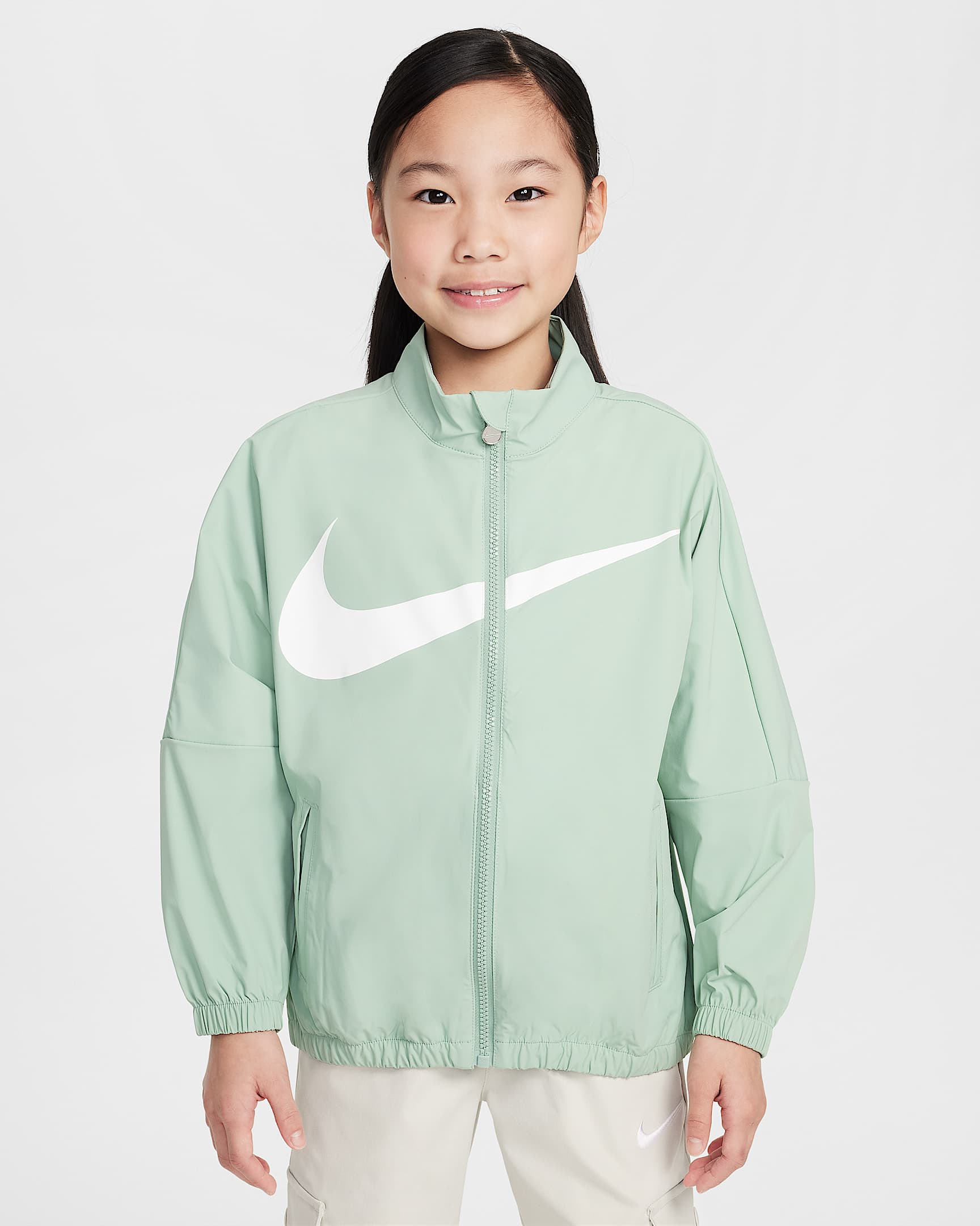 Nike Swoosh 幼童凉感防晒夹克 - 温和灰绿