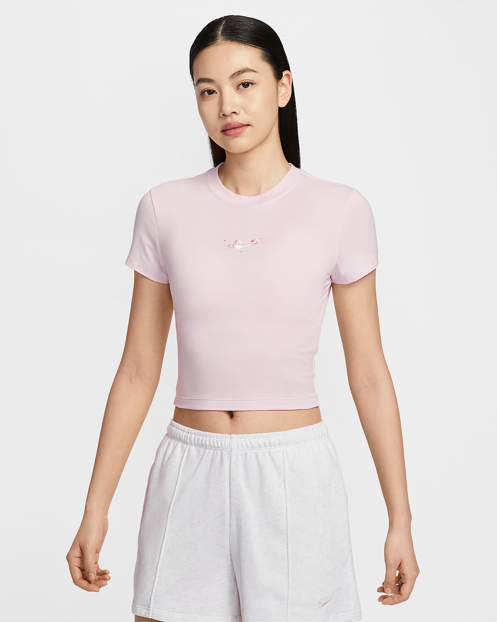 Nike Sportswear Chill Knit 千禧樱花系列女子修身圆领短款T恤 - 帝王粉