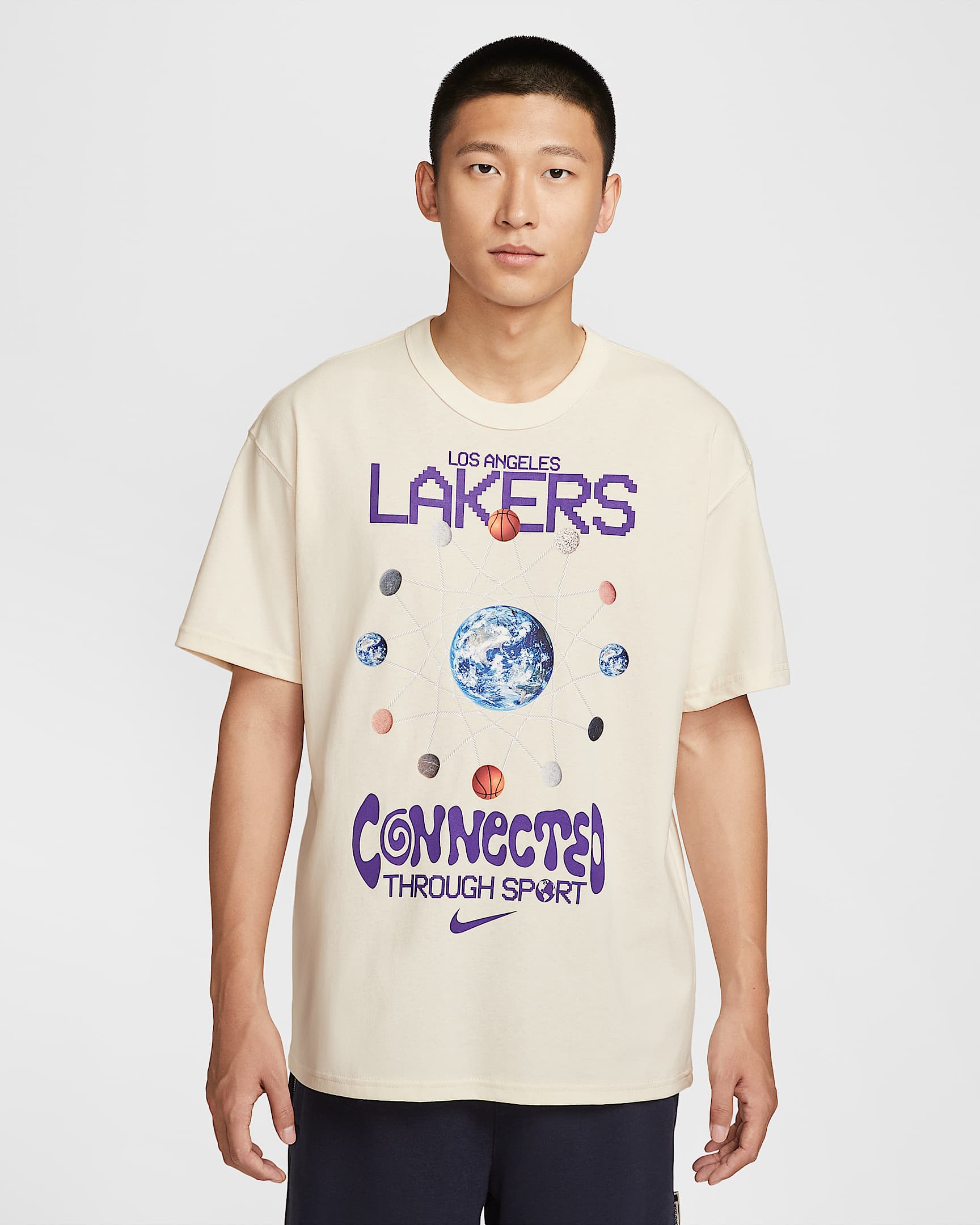 洛杉矶湖人队 Courtside Nike NBA 男子T恤 - 纯色