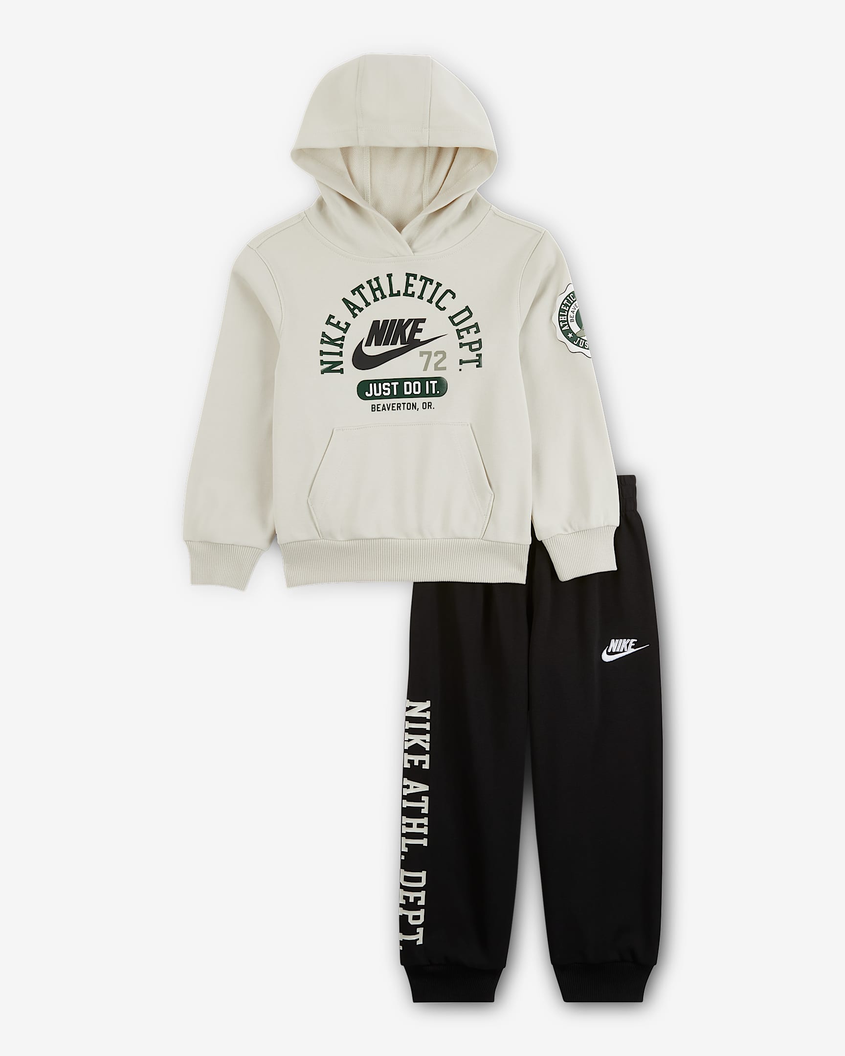 Nike Sportswear 幼童法式毛圈连帽衫和长裤套装 - 黑
